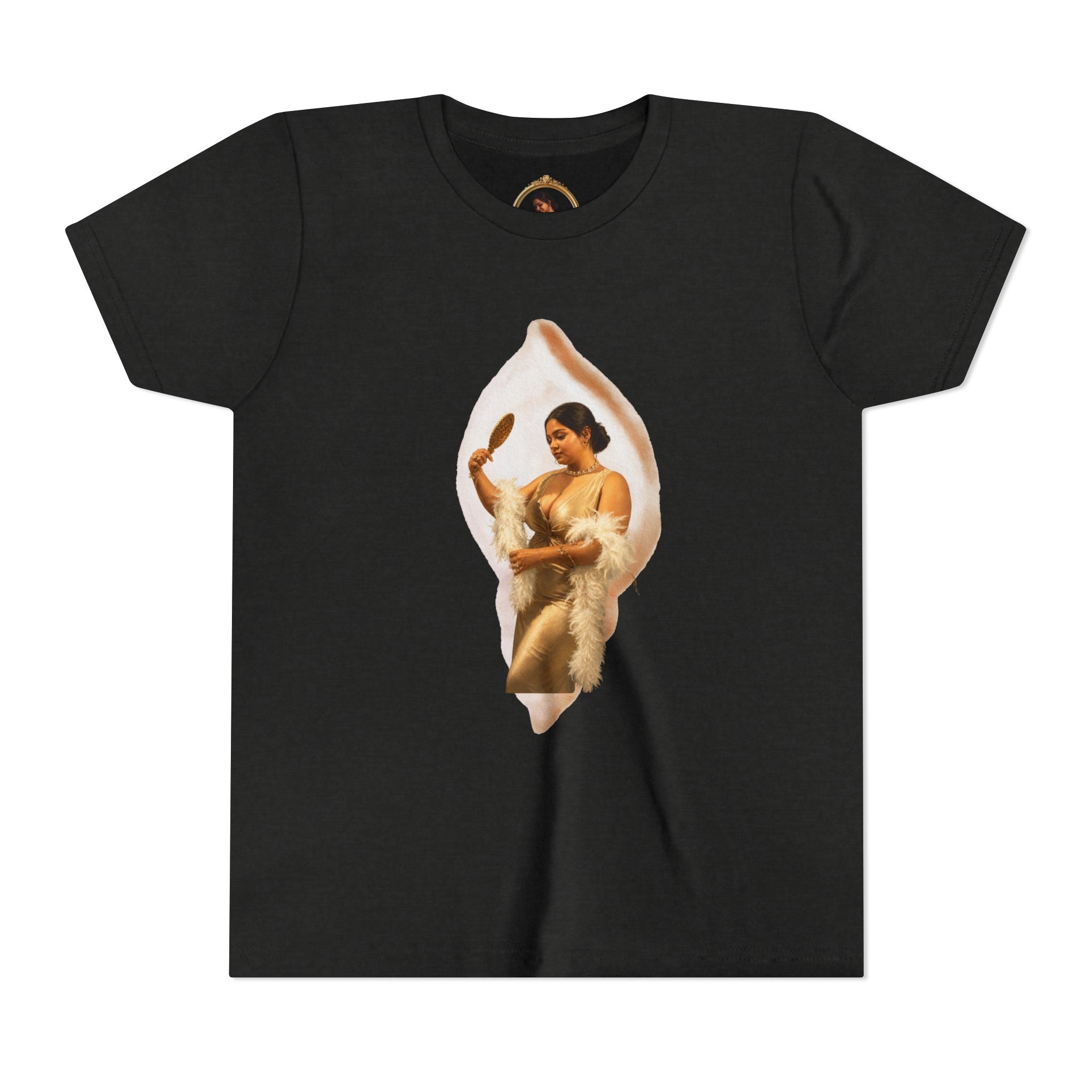 Youth Tee — Vintage Lady Mirror Graphic with “We Will Be Home” Back Text
