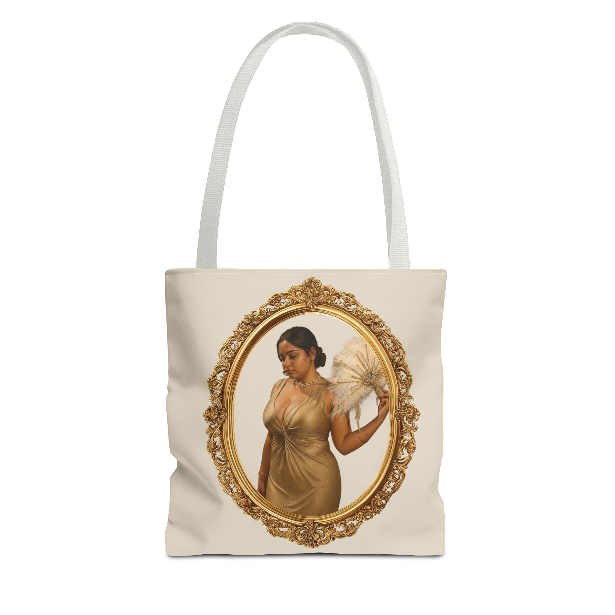 Vintage Portrait Tote Bag — Framed Lady Canvas Shopper