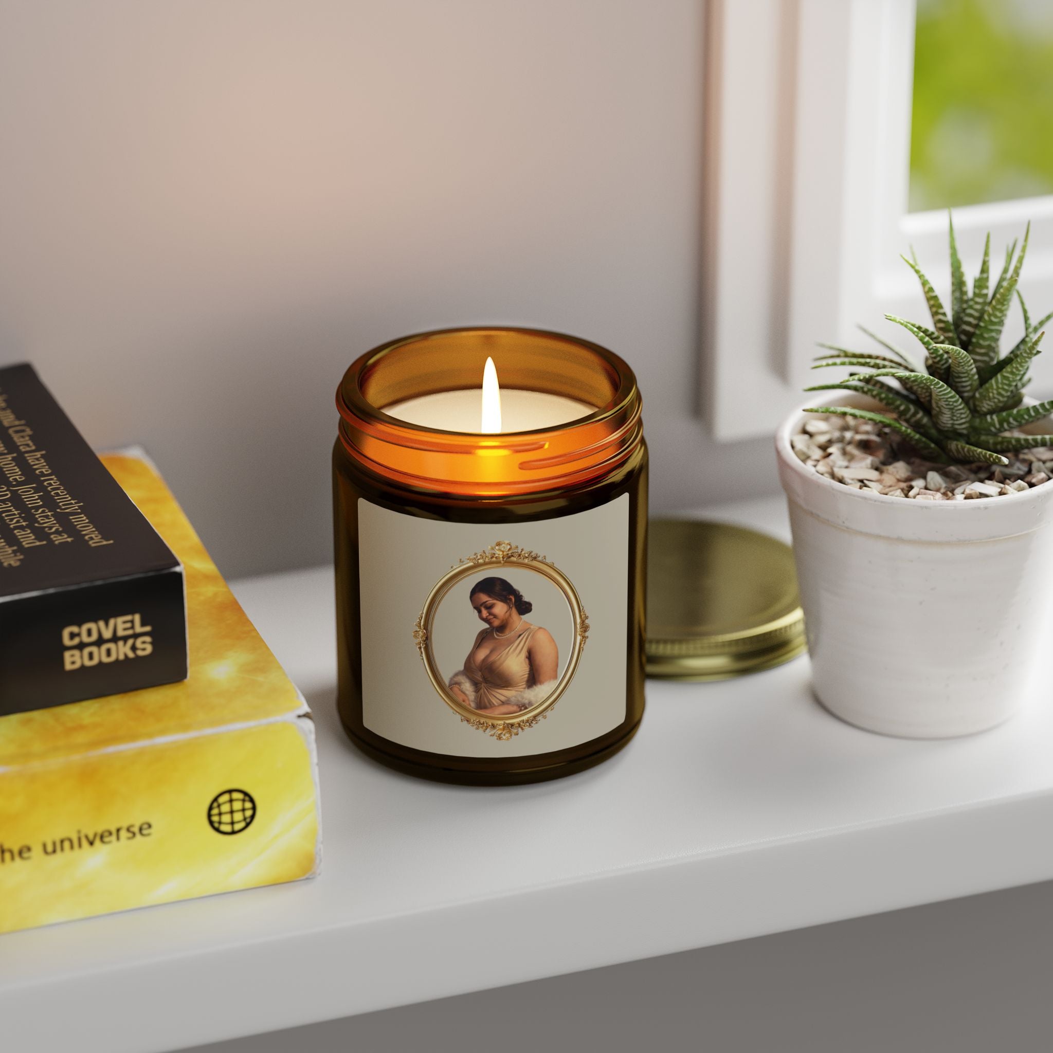 Coconut Apricot Soy Jar Candle — Floral Pearl Design (4oz & 9oz)