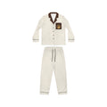 Ivory Satin Pajama Set with Chocolate Trim — Women's Luxury Sleepwear