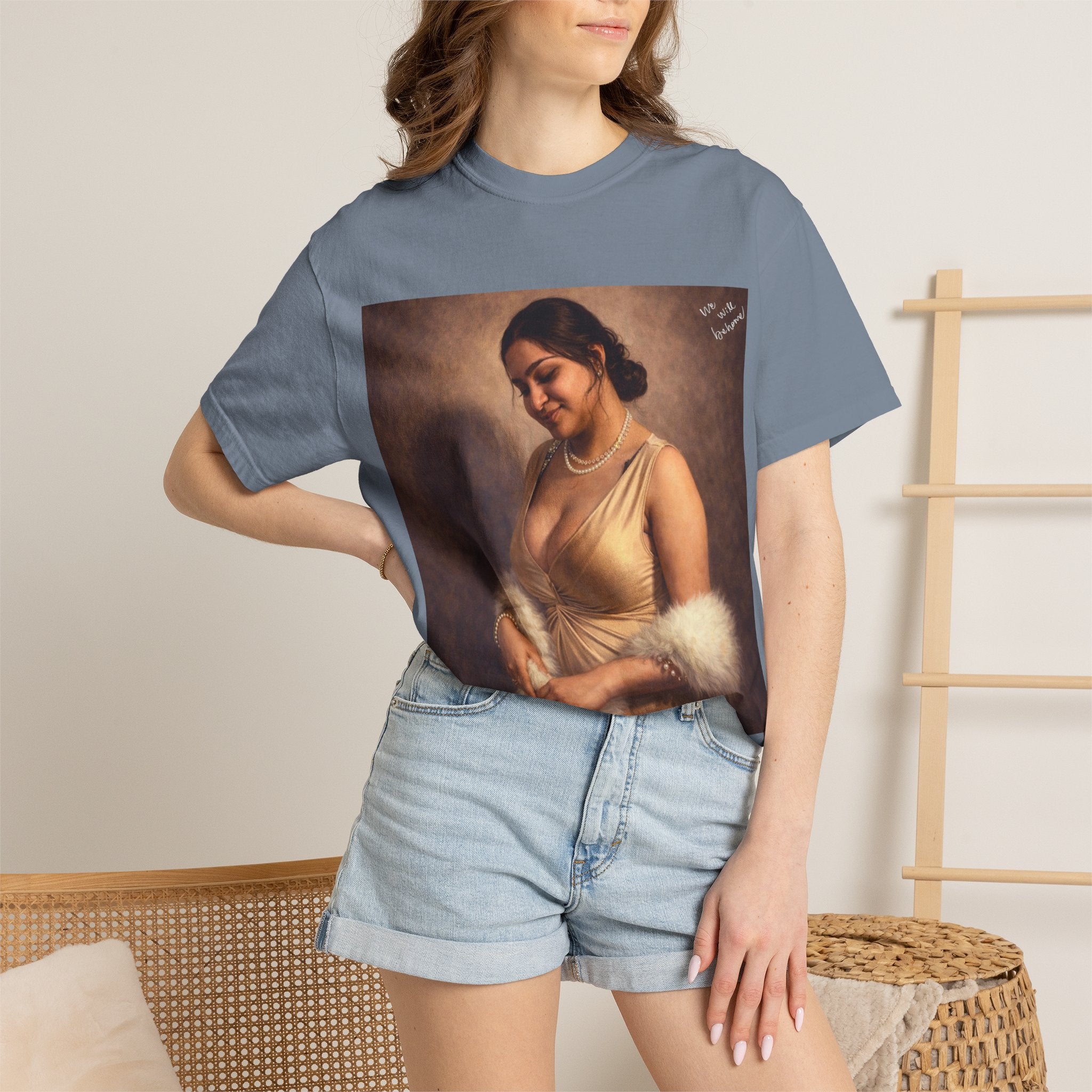 Portrait Graphic T-Shirt — Vintage Framed Lady Art Print