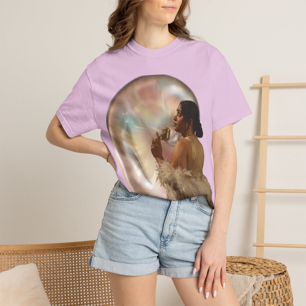 T‑Shirt — Retro Glam Woman with Iridescent Bubble | 'We Will Become' Graphic Tee