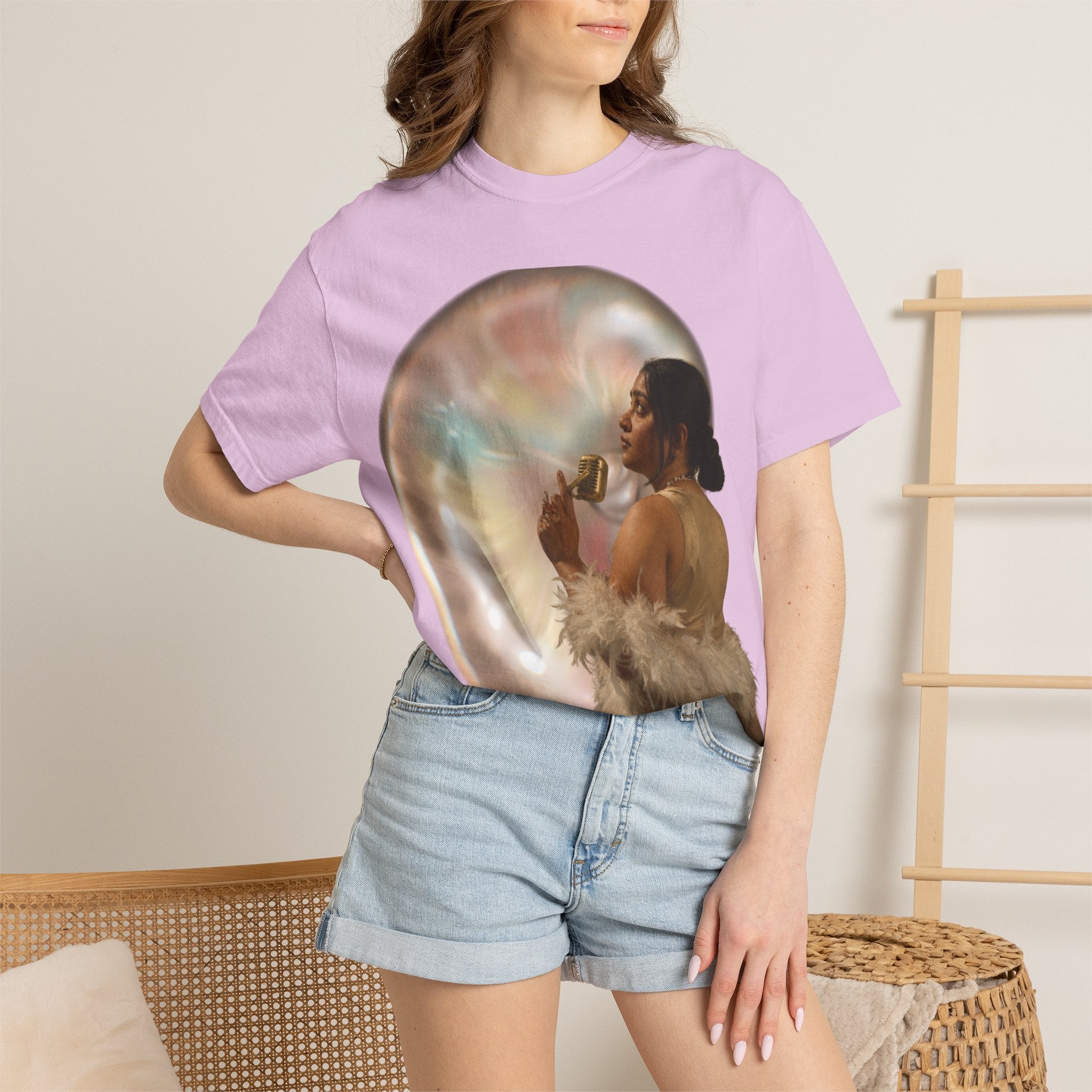 T‑Shirt — Retro Glam Woman with Iridescent Bubble | 'We Will Become' Graphic Tee