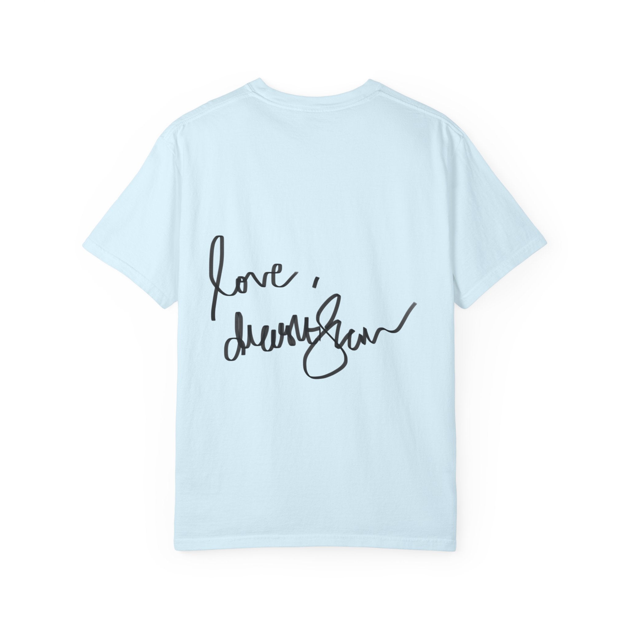Venus Mirror T-Shirt — Nude Goddess Art Tee with 'Love, [Signature]' Back Print