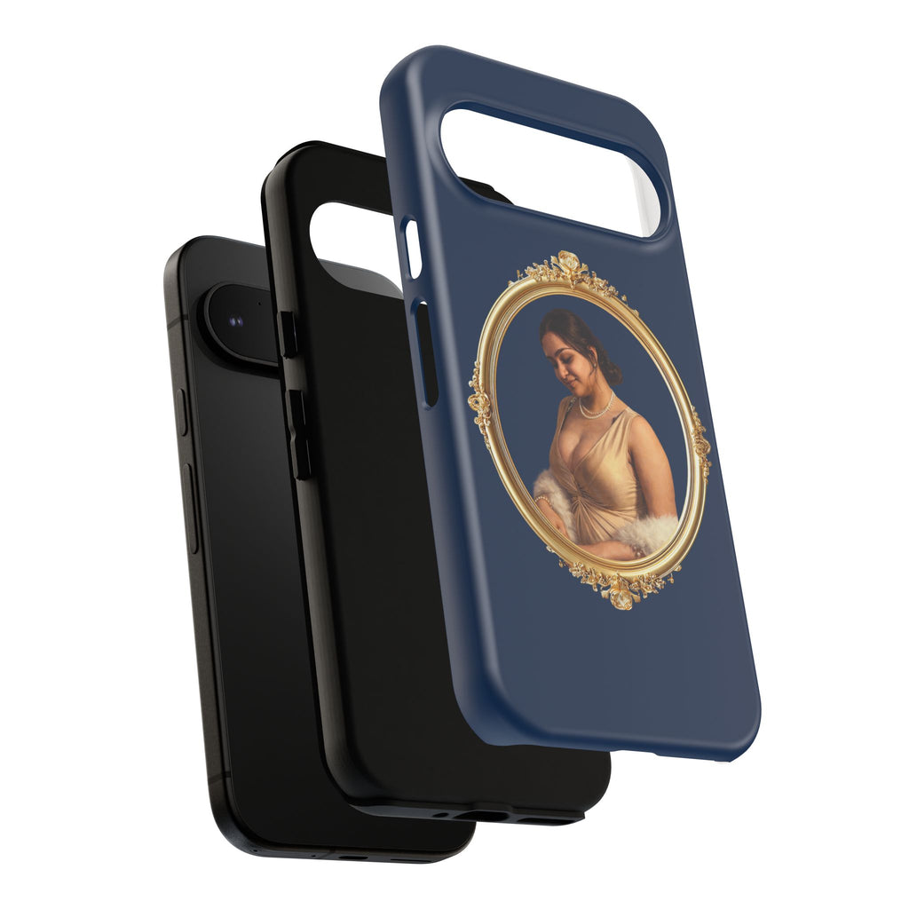 Vintage Portrait Phone Case — Elegant Gold Frame on Navy