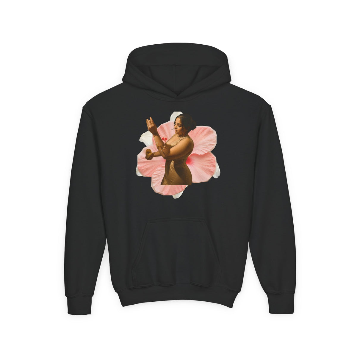Drashti Hoodie — Vintage Dancer Floral Graphic with “We Will Be Home” Back Script