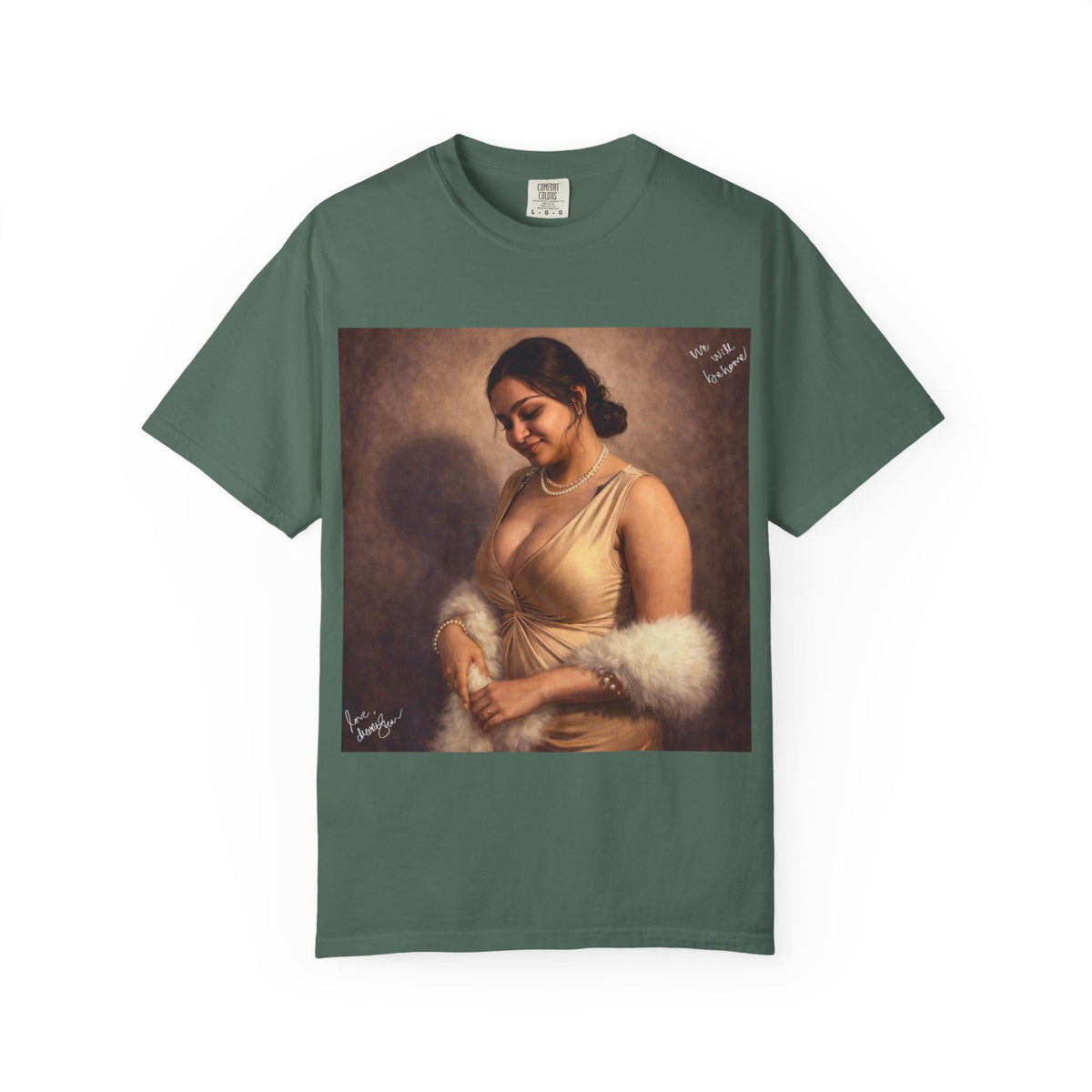 Drashti Portrait Graphic T-Shirt — Vintage Framed Lady Art Print