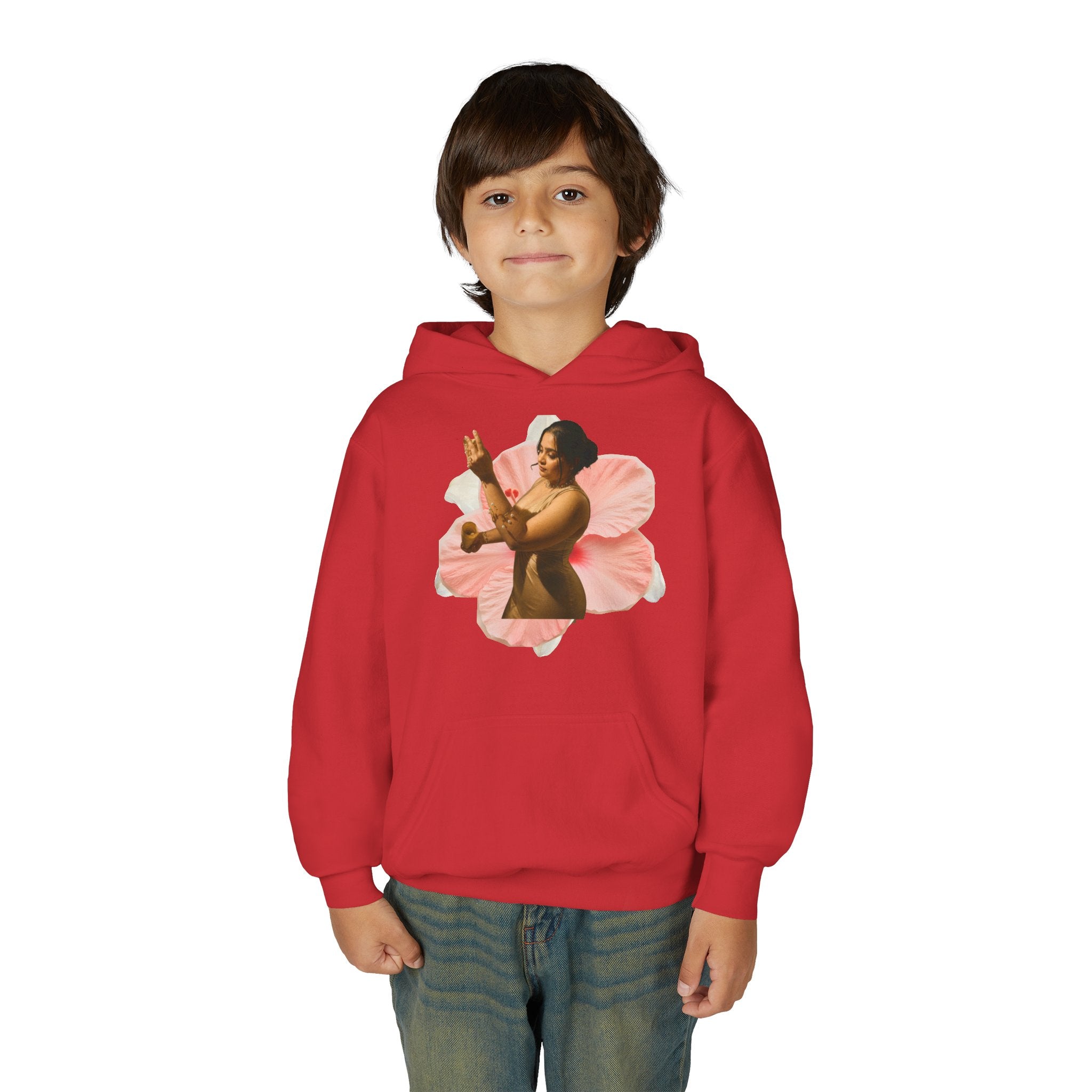 Youth Hoodie — Vintage Dancer Floral Graphic with “We Will Be Home” Back Script
