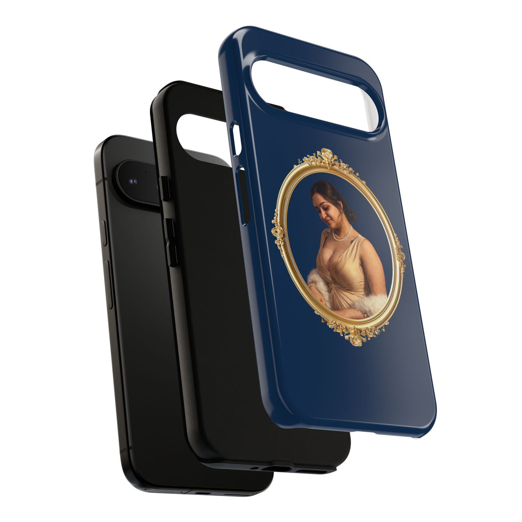 Vintage Portrait Phone Case — Elegant Gold Frame on Navy