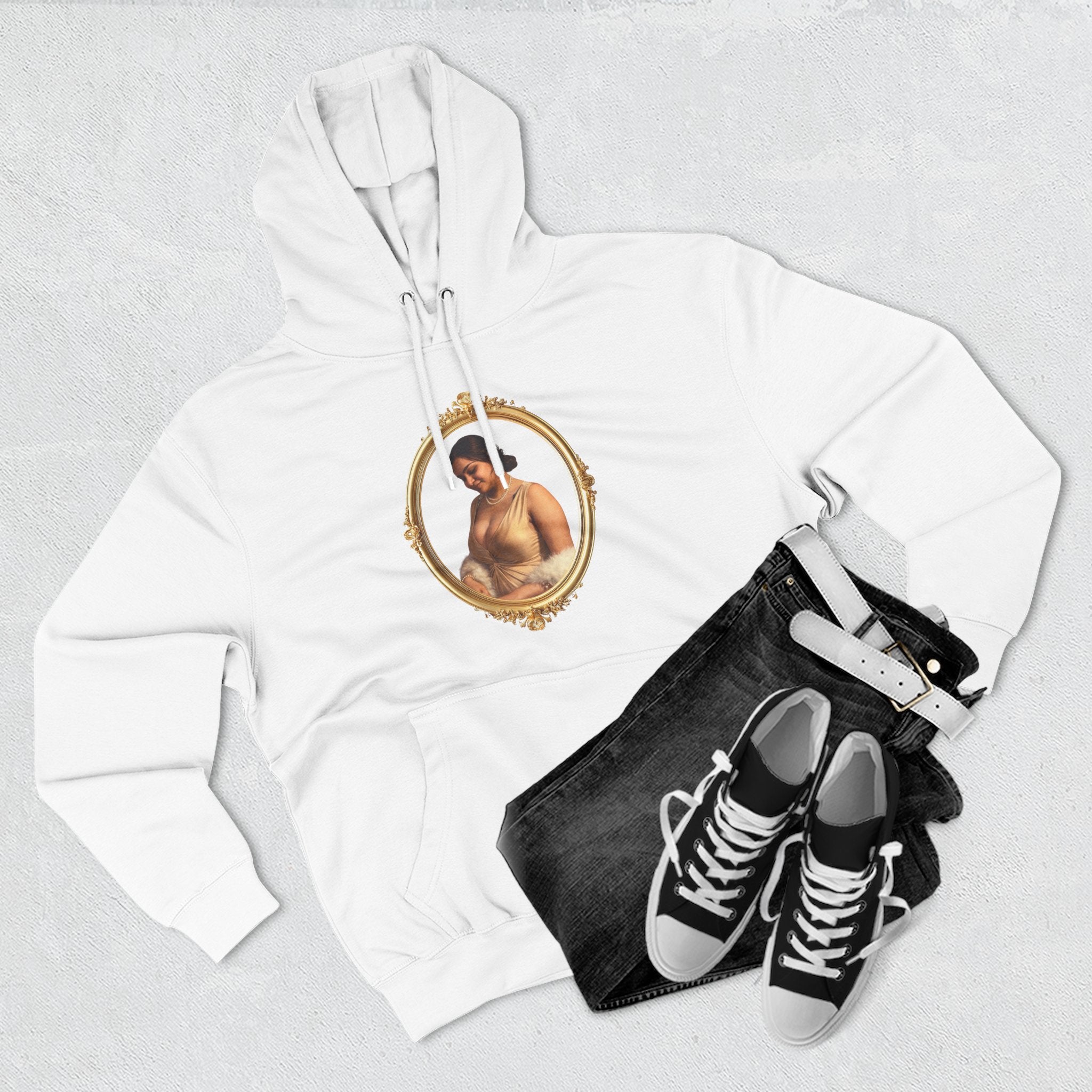 Portrait Hoodie — Vintage Frame Romantic Art Pullover
