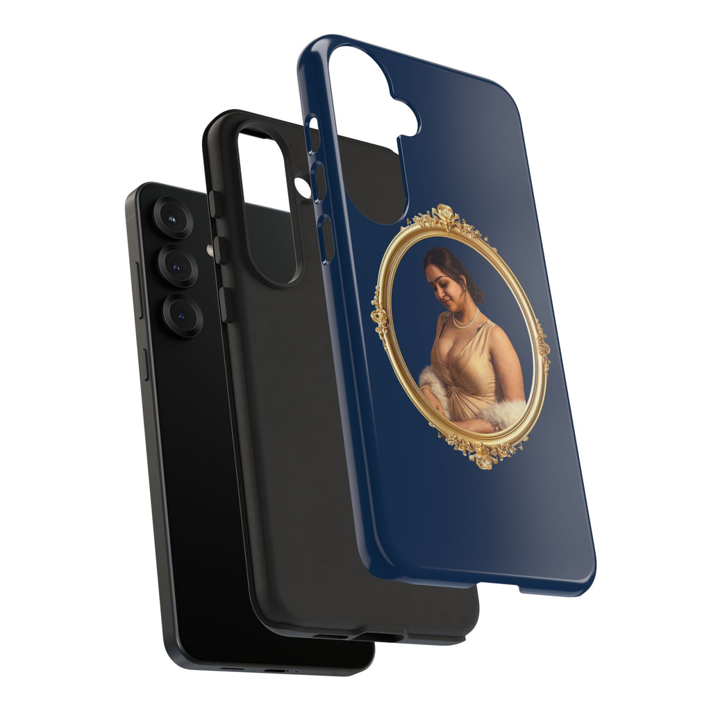 Vintage Portrait Phone Case — Elegant Gold Frame on Navy