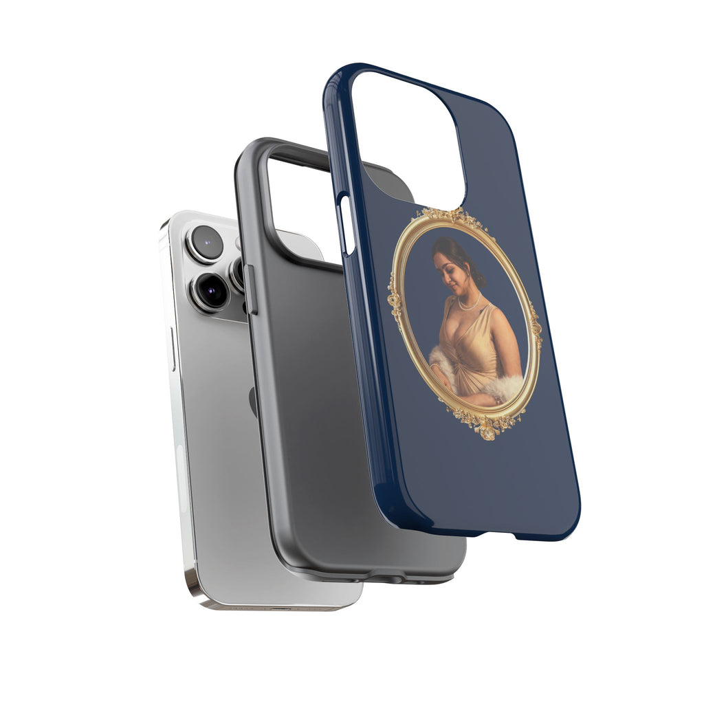 Vintage Portrait Phone Case — Elegant Gold Frame on Navy