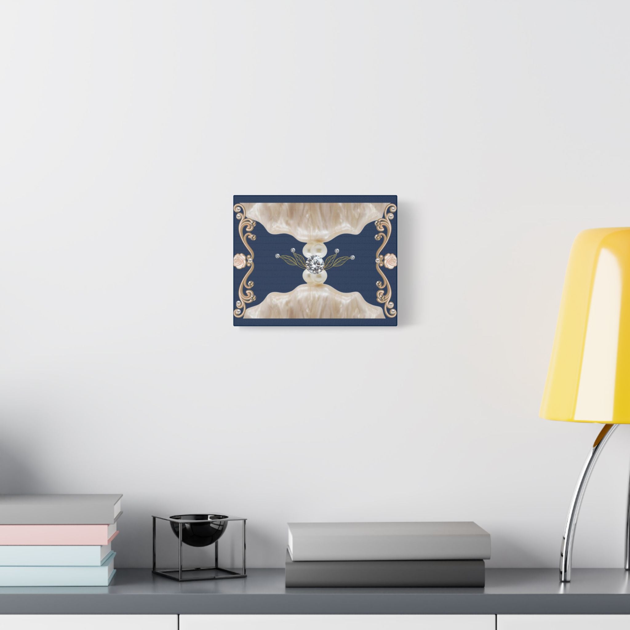 Navy Pearl Baroque Satin Canvas Wall Art — Stretched Decorative Print