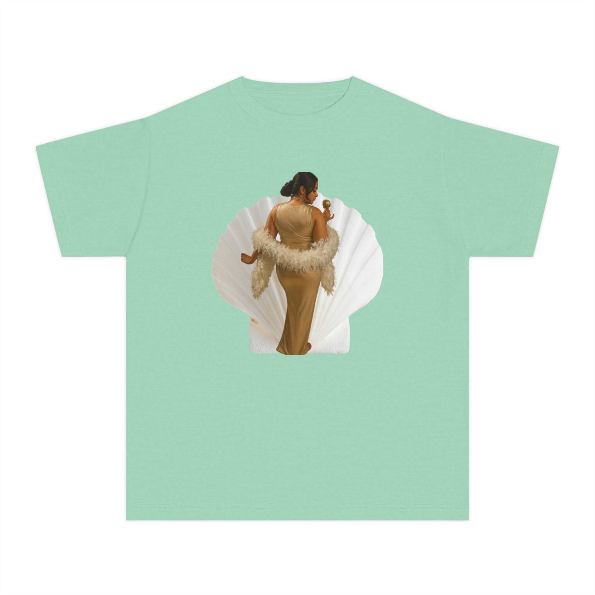 Drashti Youth Tee — Elegant Portrait Shell Graphic