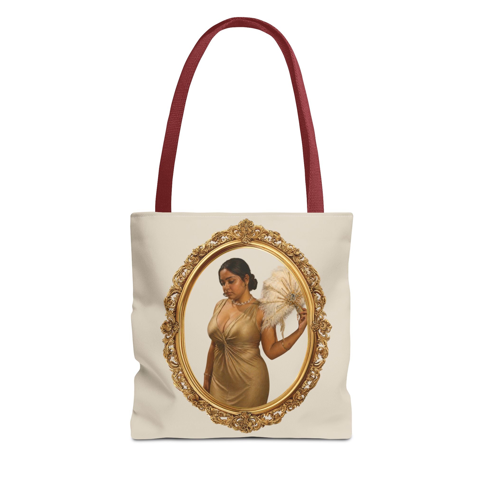 Vintage Portrait Tote Bag — Framed Lady Canvas Shopper