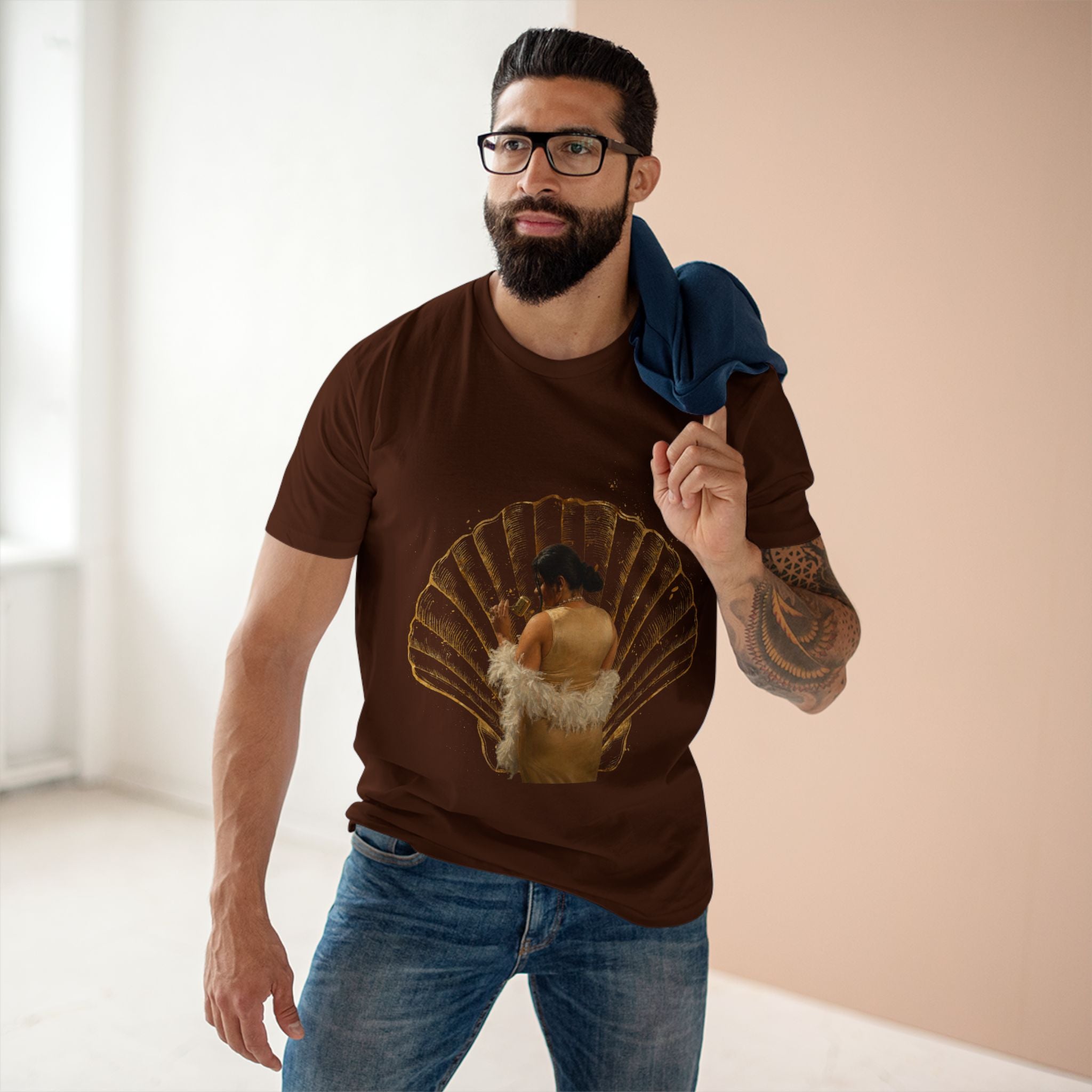 Vintage Vanity Tee — Antique Mirror & Shell Art Graphic T-Shirt