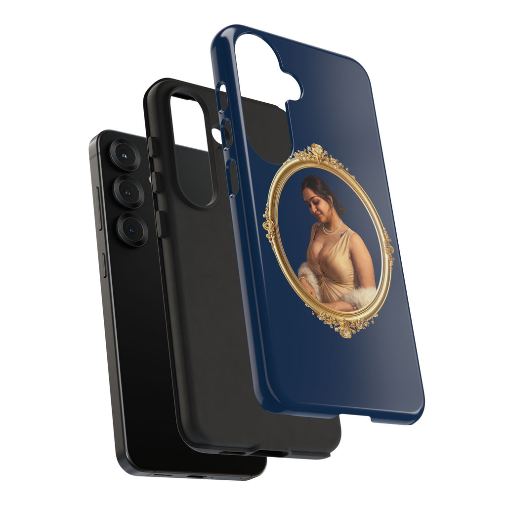 Vintage Portrait Phone Case — Elegant Gold Frame on Navy