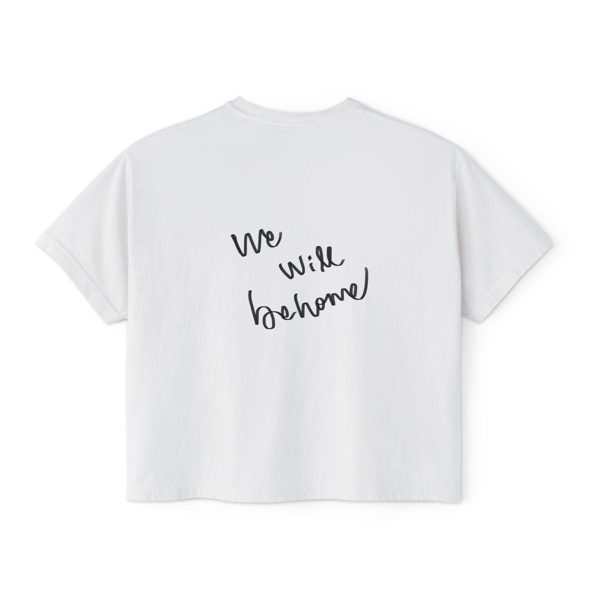 Boxy Tee — 'We Will Be Home' Vintage Angel Art Cropped T‑Shirt