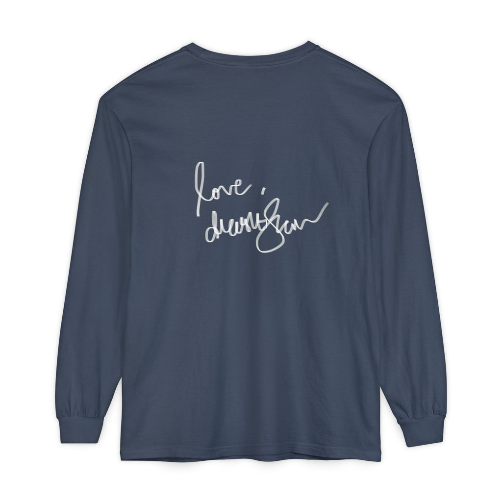 Long Sleeve T-Shirt — “Love, Dua Lipa” Shell Goddess Graphic
