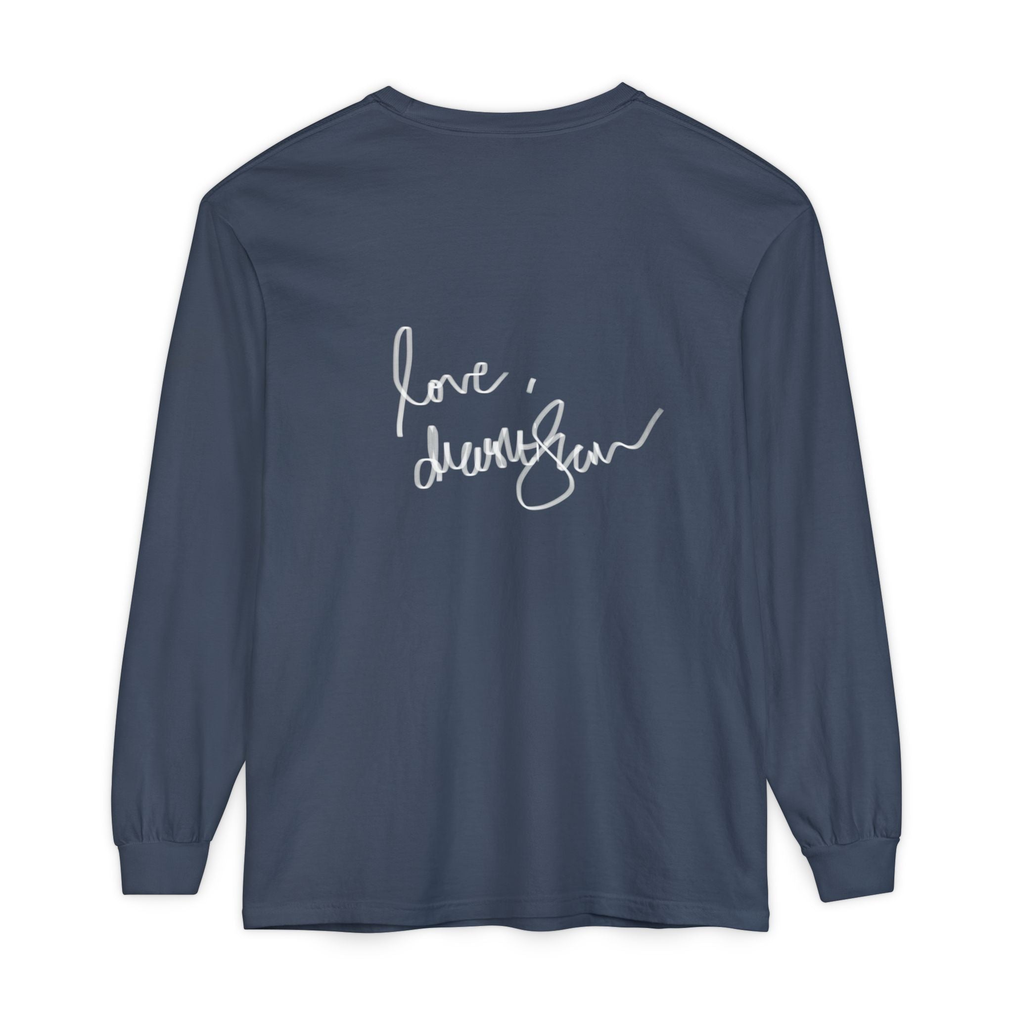 Long Sleeve T-Shirt — “Love, Dua Lipa” Shell Goddess Graphic