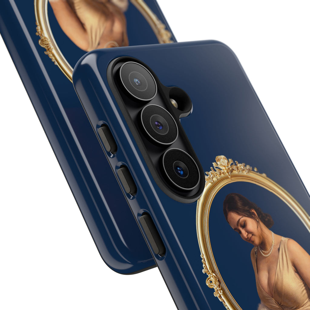 Vintage Portrait Phone Case — Elegant Gold Frame on Navy