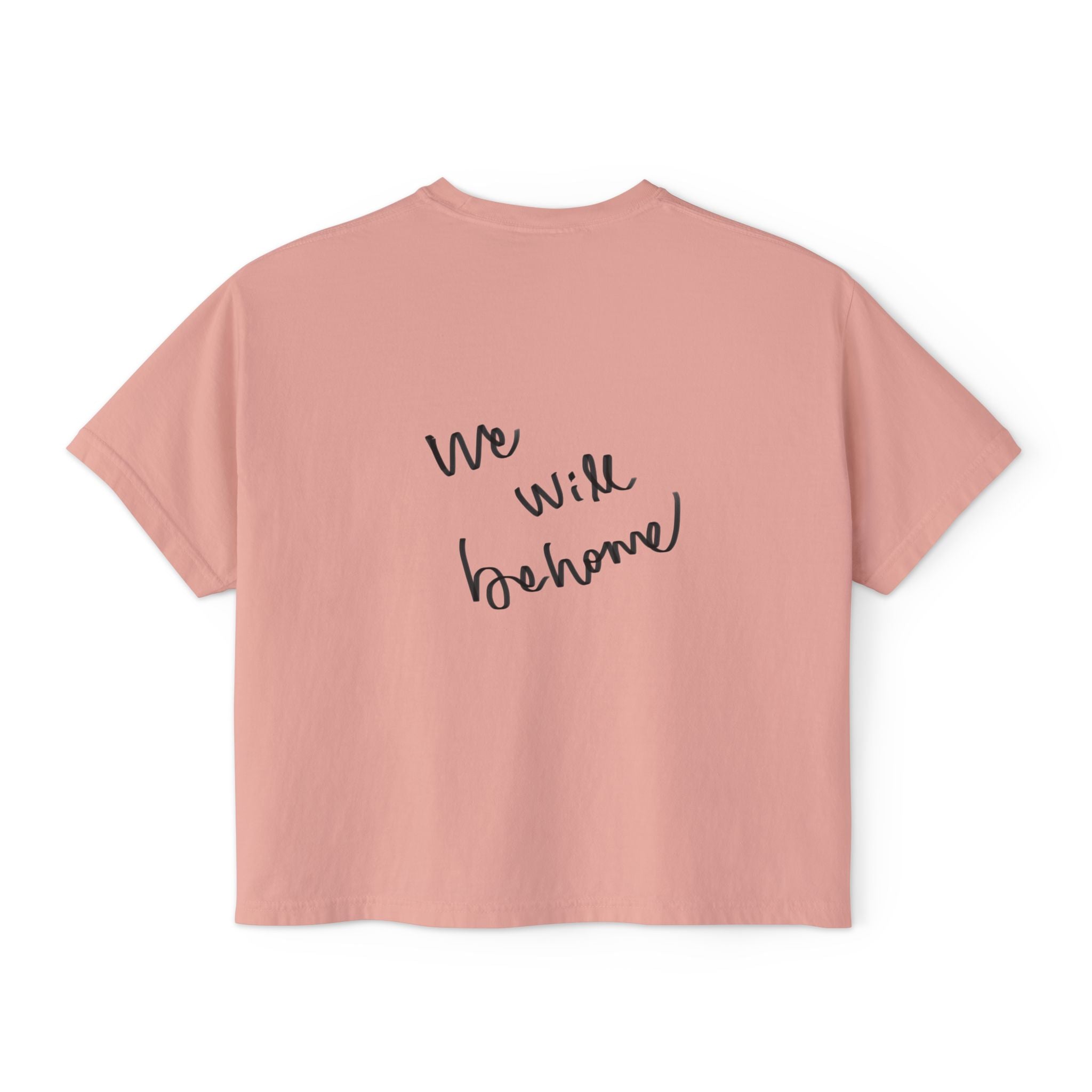 Boxy Tee — 'We Will Be Home' Vintage Angel Art Cropped T‑Shirt