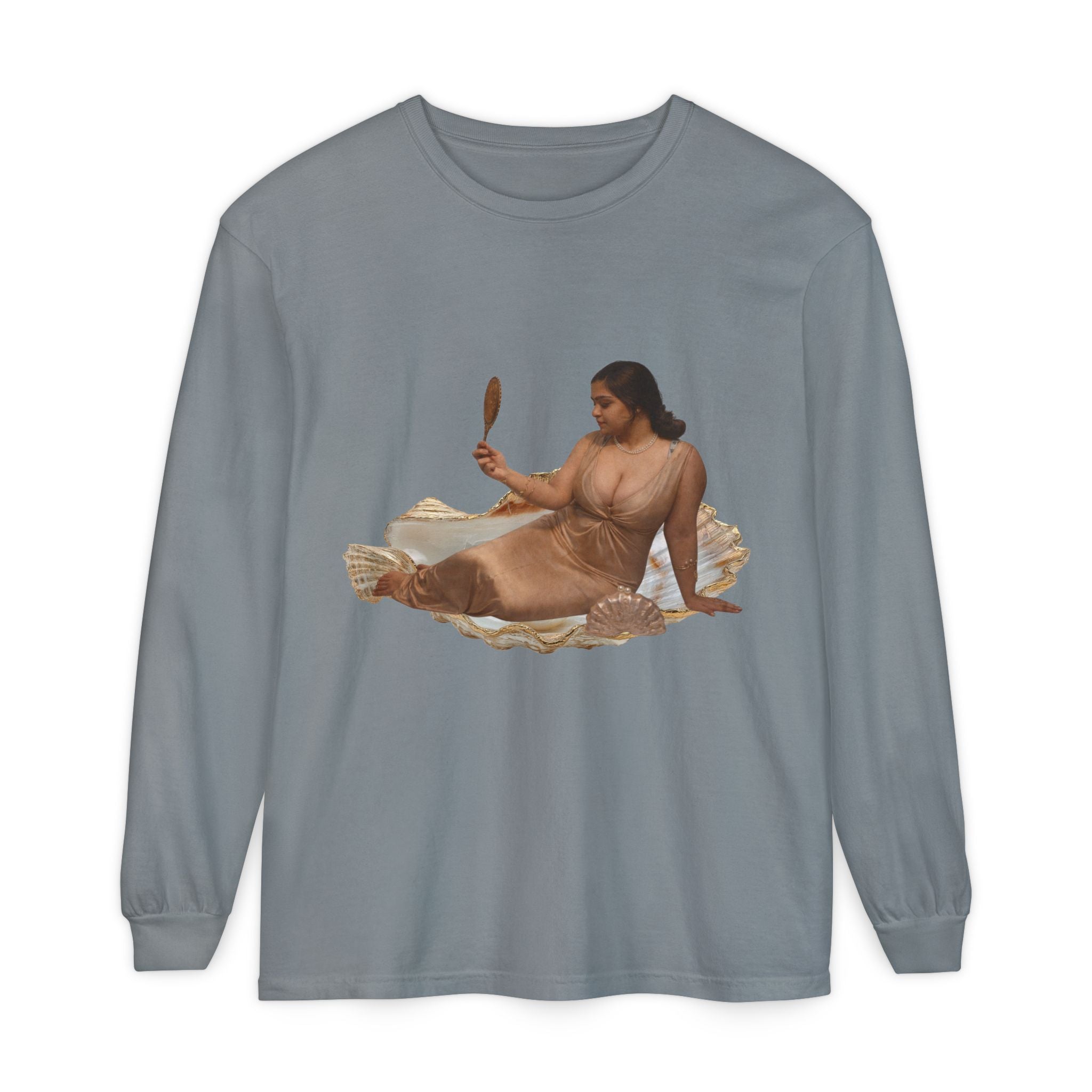 Long Sleeve T-Shirt — “Love, Dua Lipa” Shell Goddess Graphic