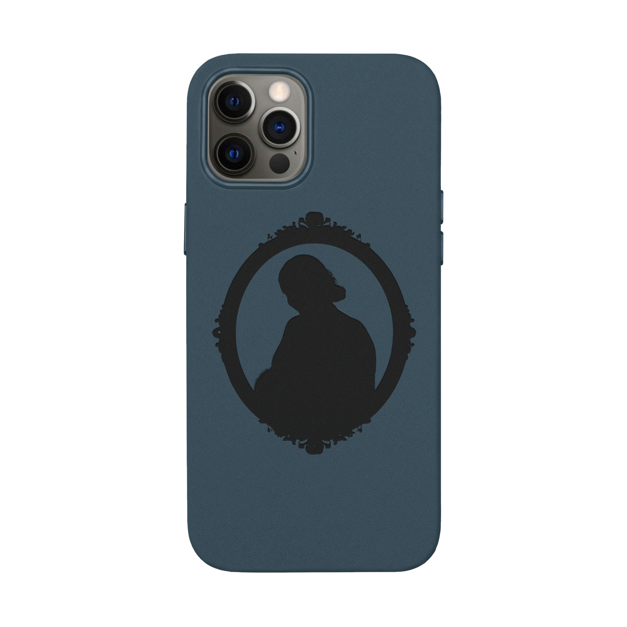Engraved PU Leather Phone Case — Silhouette Outline Design
