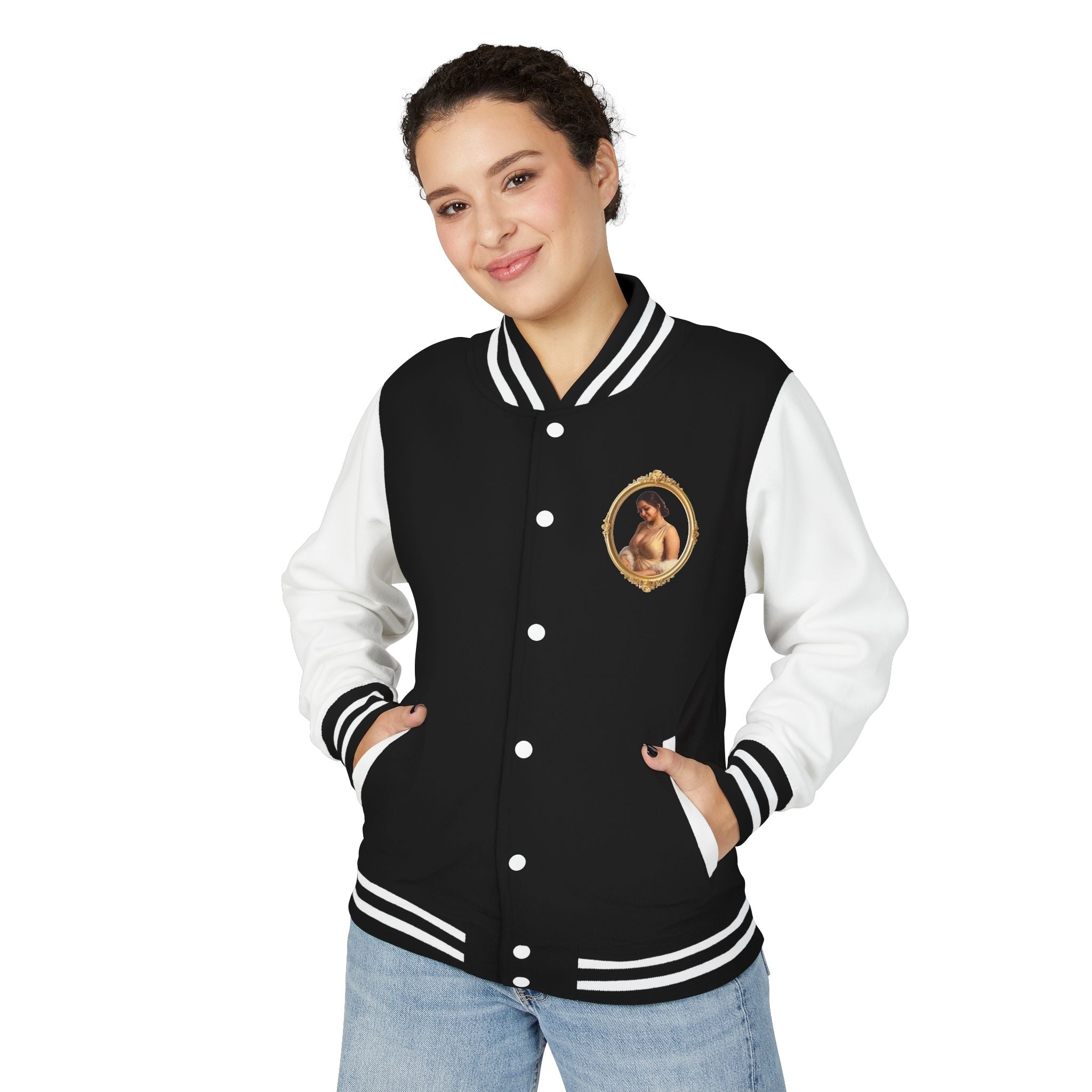 Vintage Portrait Letterman Jacket — Framed Classical Art Varsity Jacket