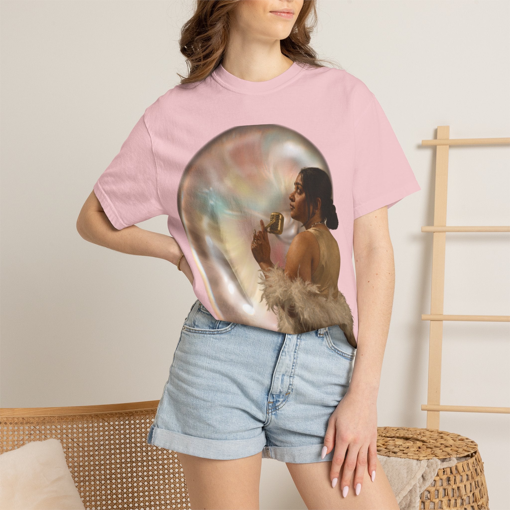 T‑Shirt — Retro Glam Woman with Iridescent Bubble | 'We Will Become' Graphic Tee