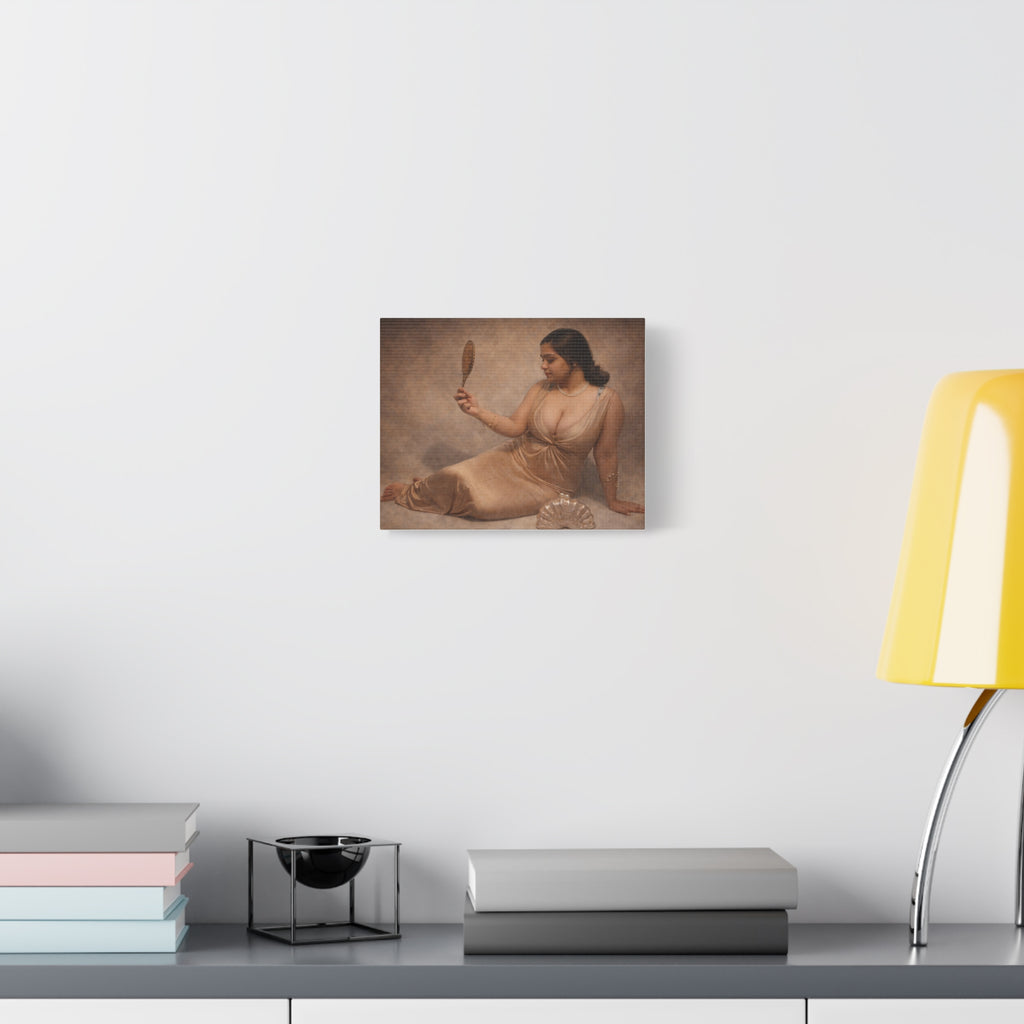 Classic Nude Art Canvas Print — Reclining Woman with Mirror