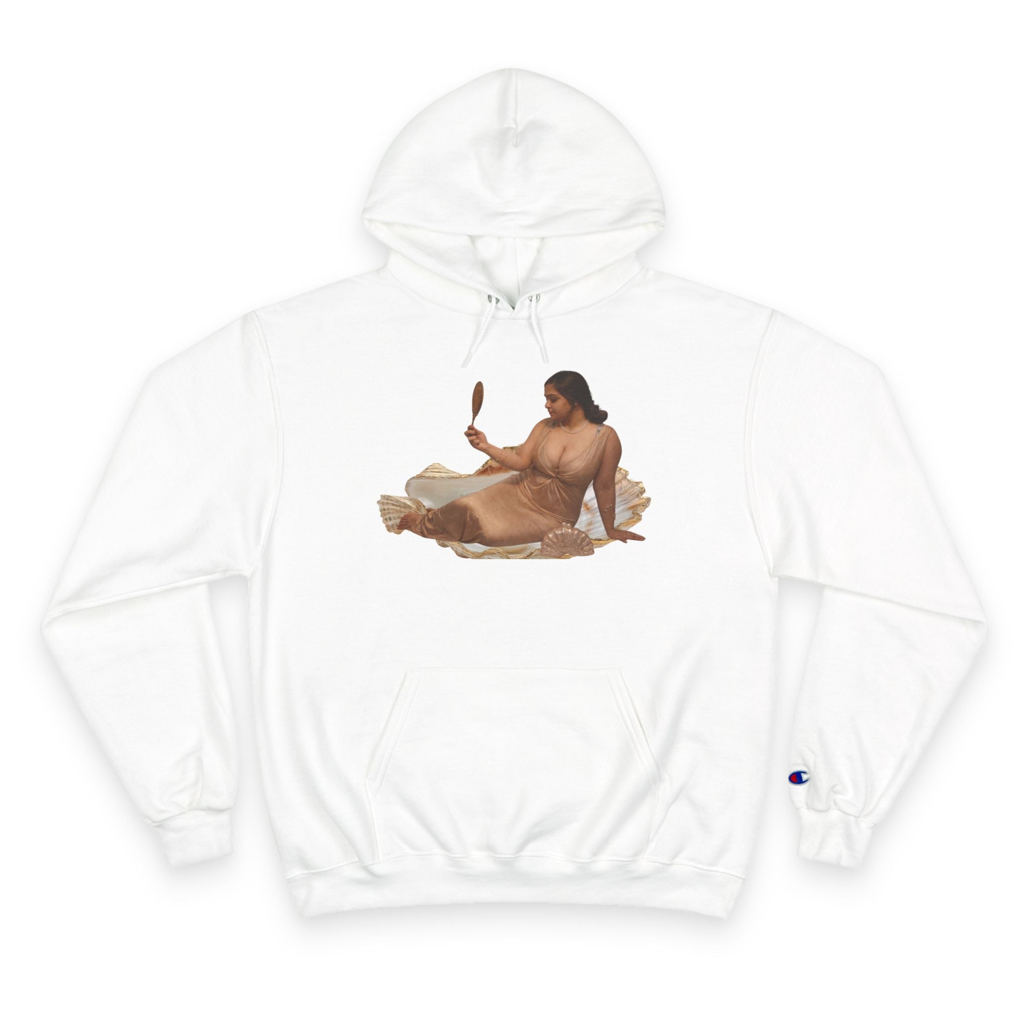 Champion Hoodie — Vintage Reclining Muse Graphic Hoodie with 'love, dunneGaur' Script