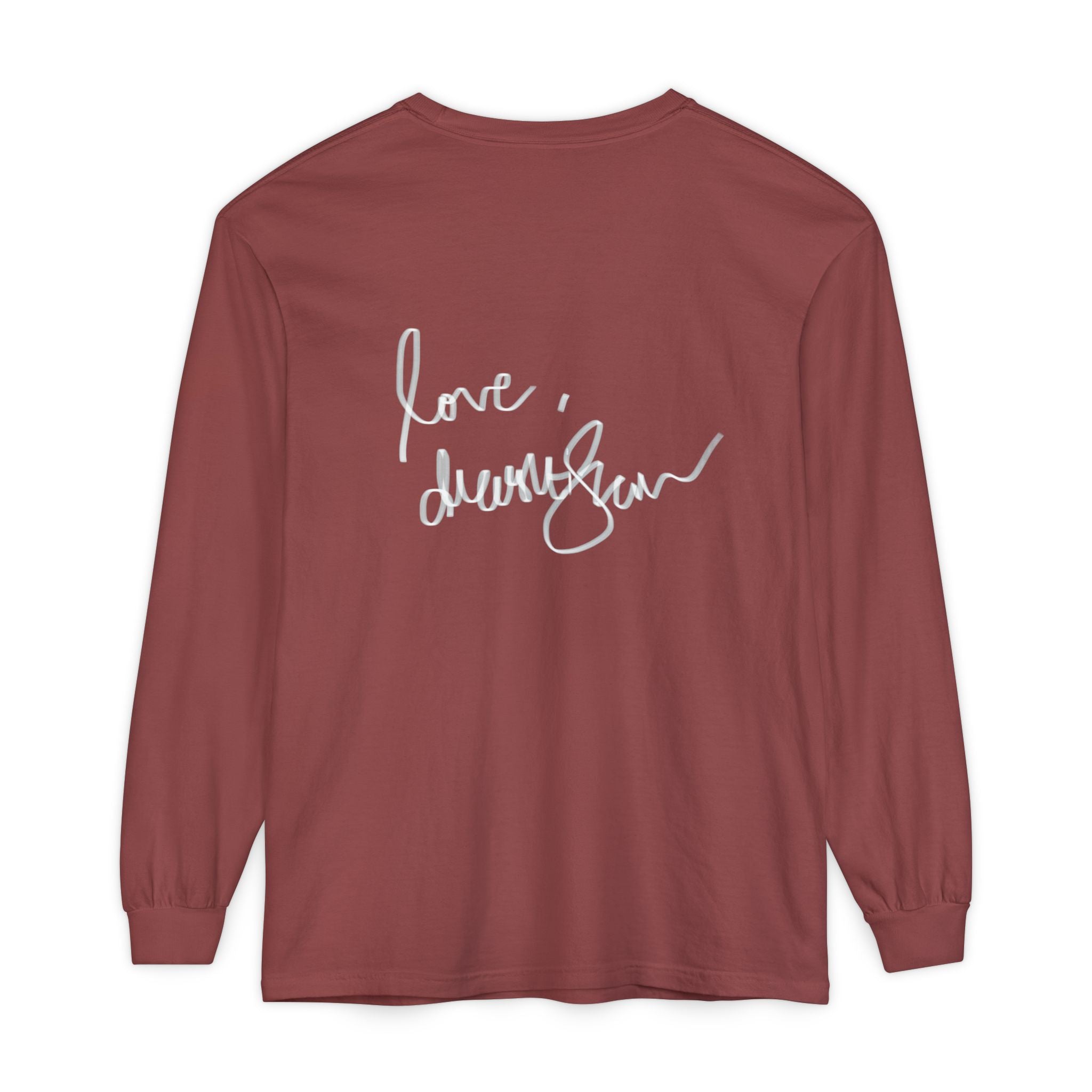 Long Sleeve T-Shirt — “Love, Dua Lipa” Shell Goddess Graphic
