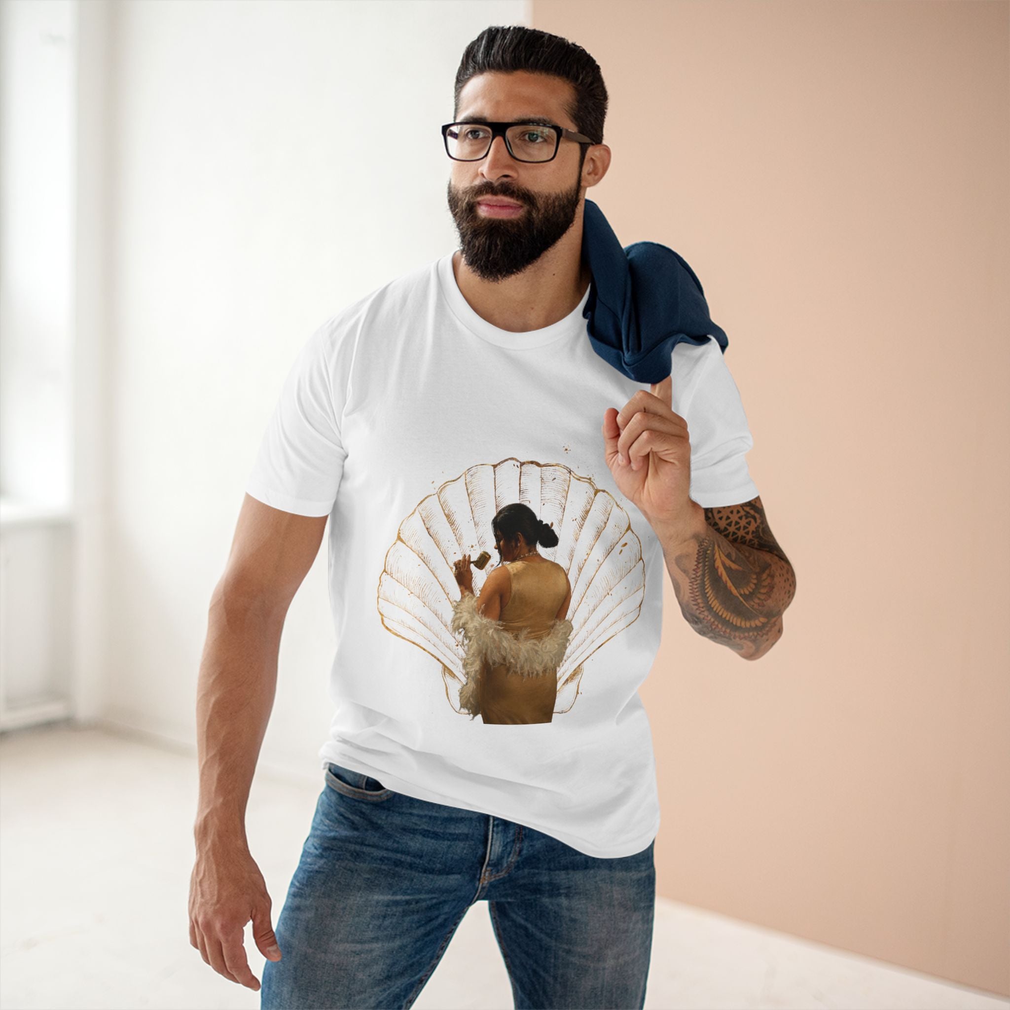 Vintage Vanity Tee — Antique Mirror & Shell Art Graphic T-Shirt