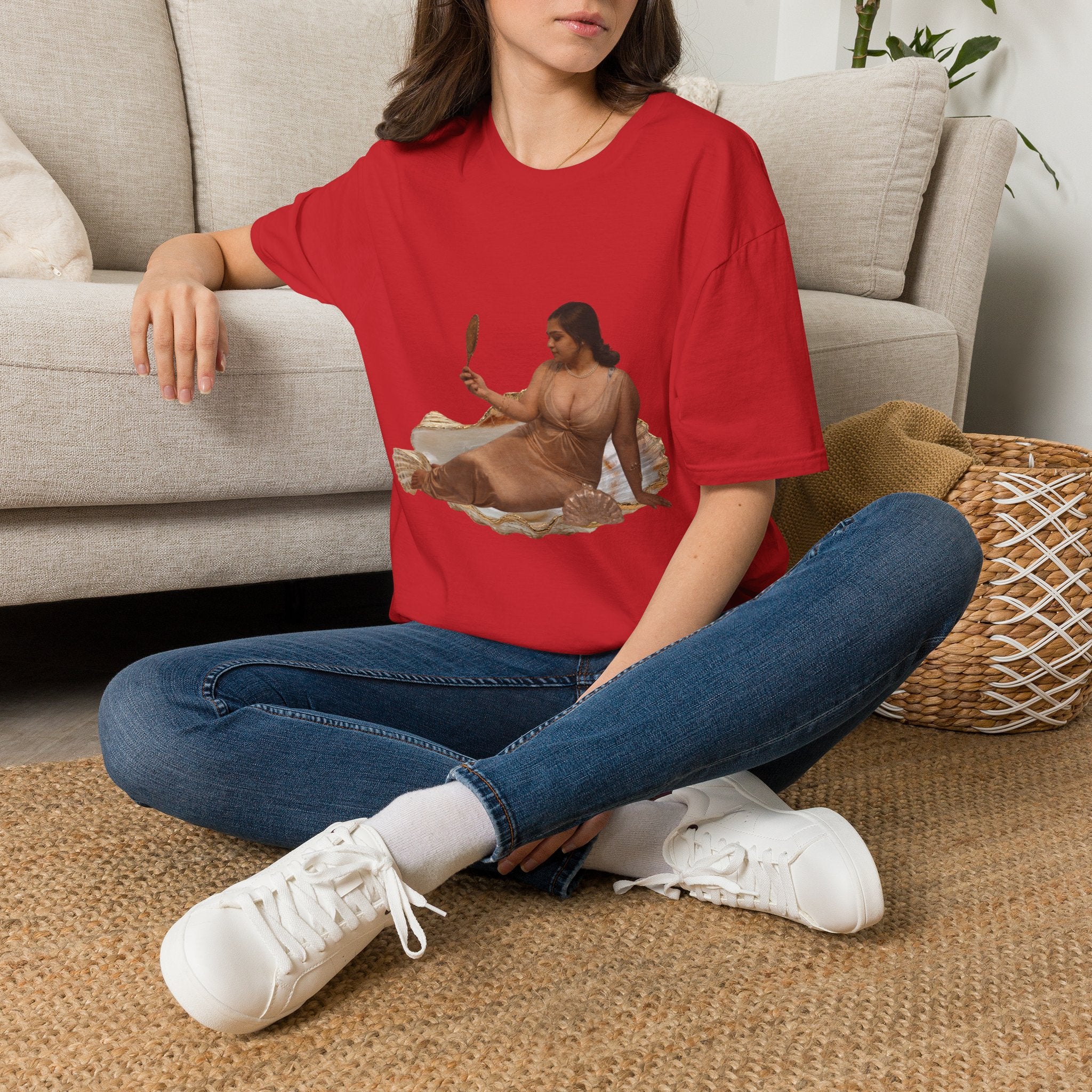 T-Shirt — Vintage Reclining Woman with Hand Mirror Art Tee
