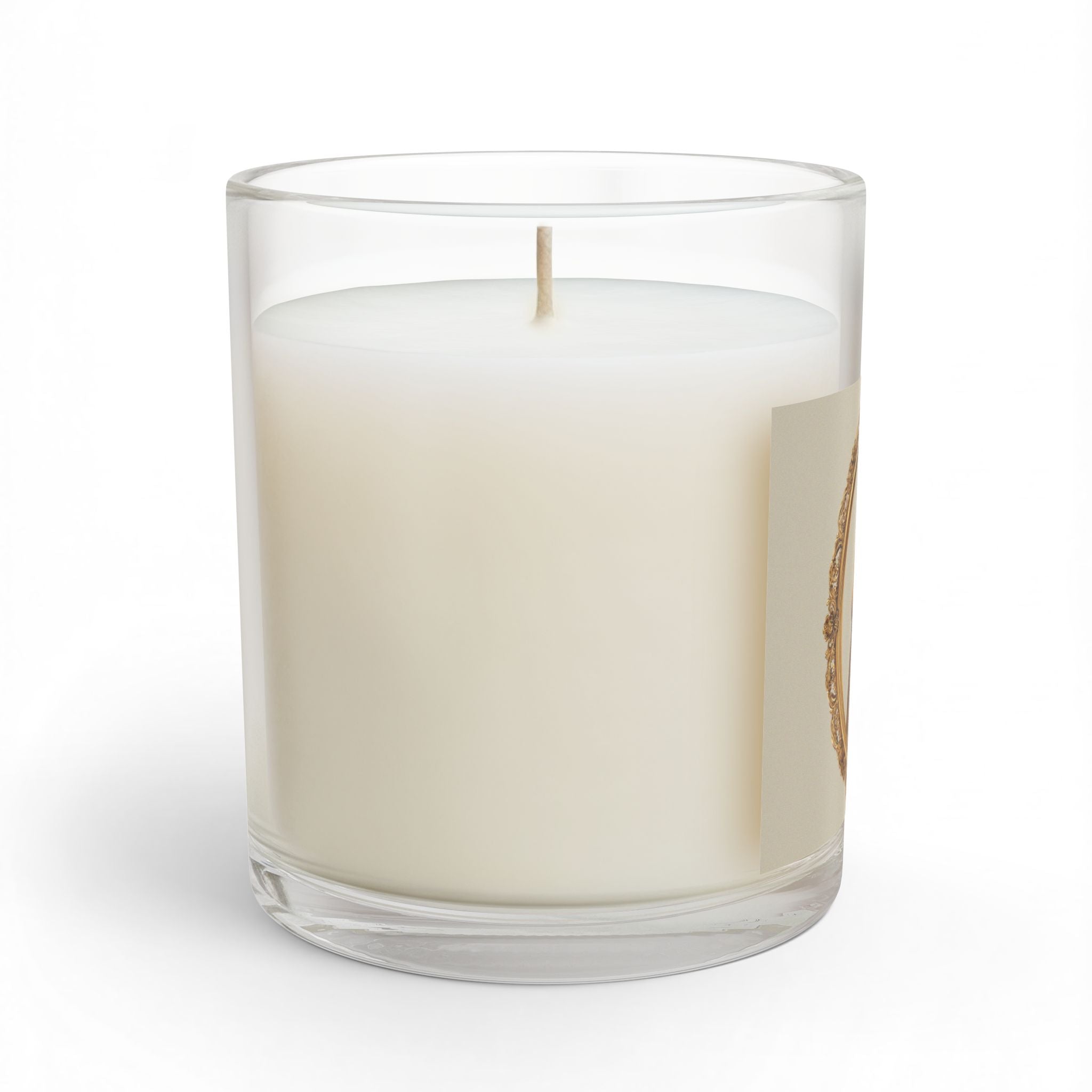 Vintage Portrait Glass Candle — Elegant Woman in Gold Frame, 11oz
