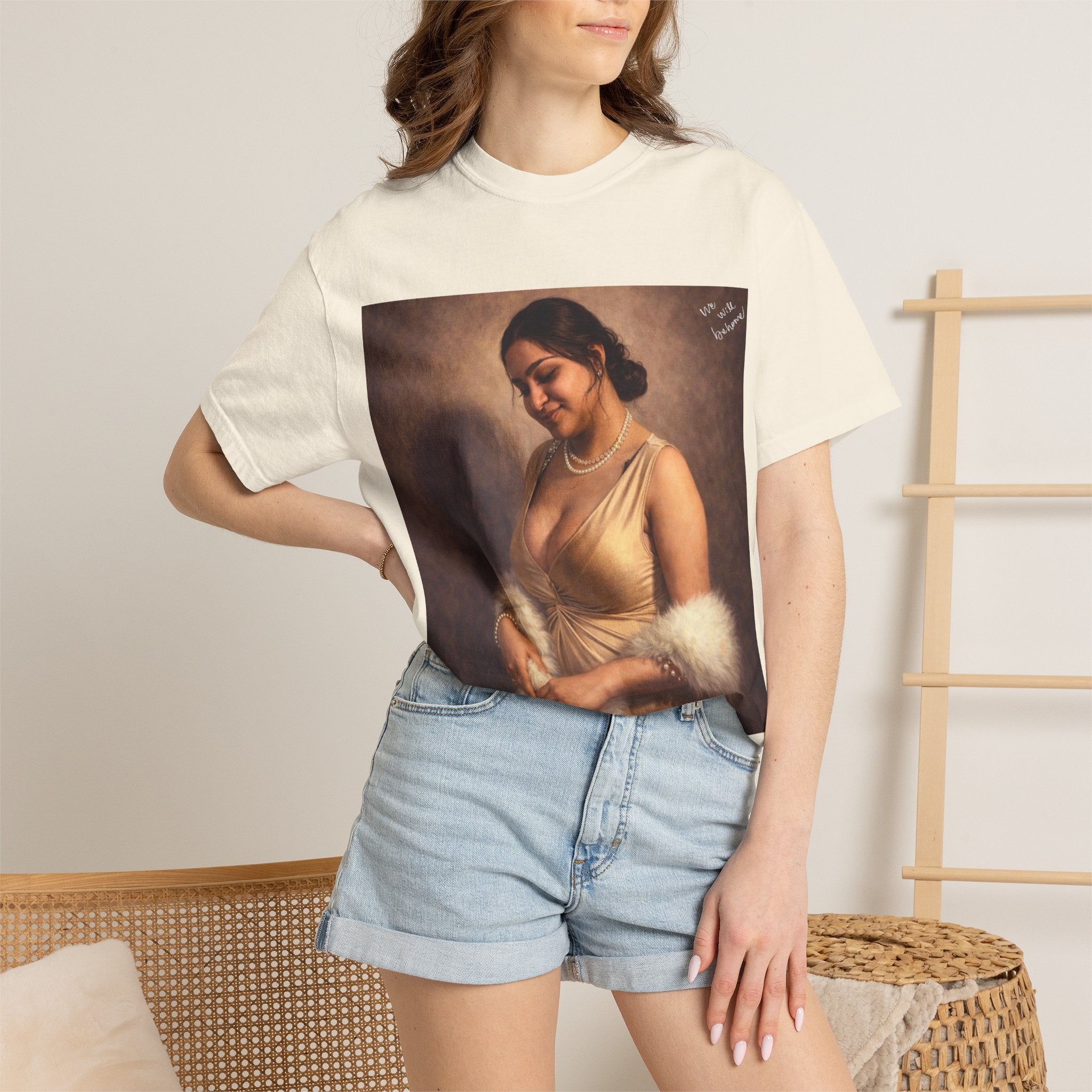 Portrait Graphic T-Shirt — Vintage Framed Lady Art Print