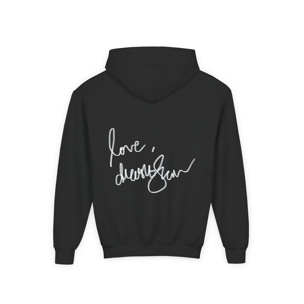 Youth Hoodie — Vintage Dancer Floral Graphic with “We Will Be Home” Back Script