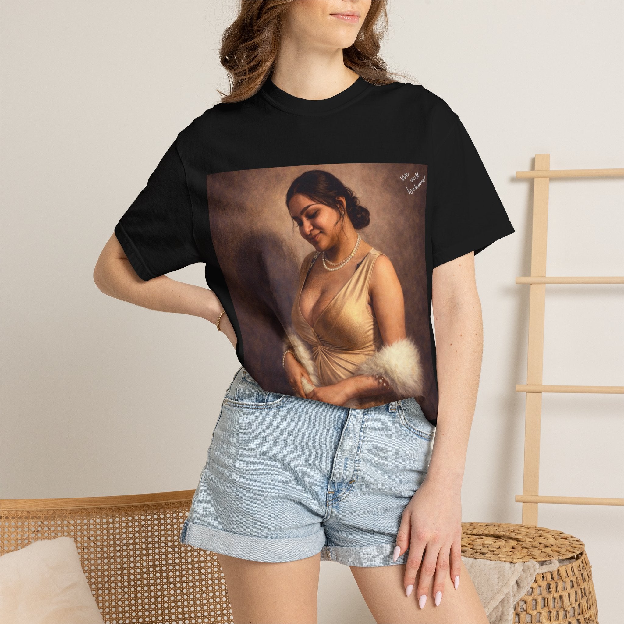 Portrait Graphic T-Shirt — Vintage Framed Lady Art Print