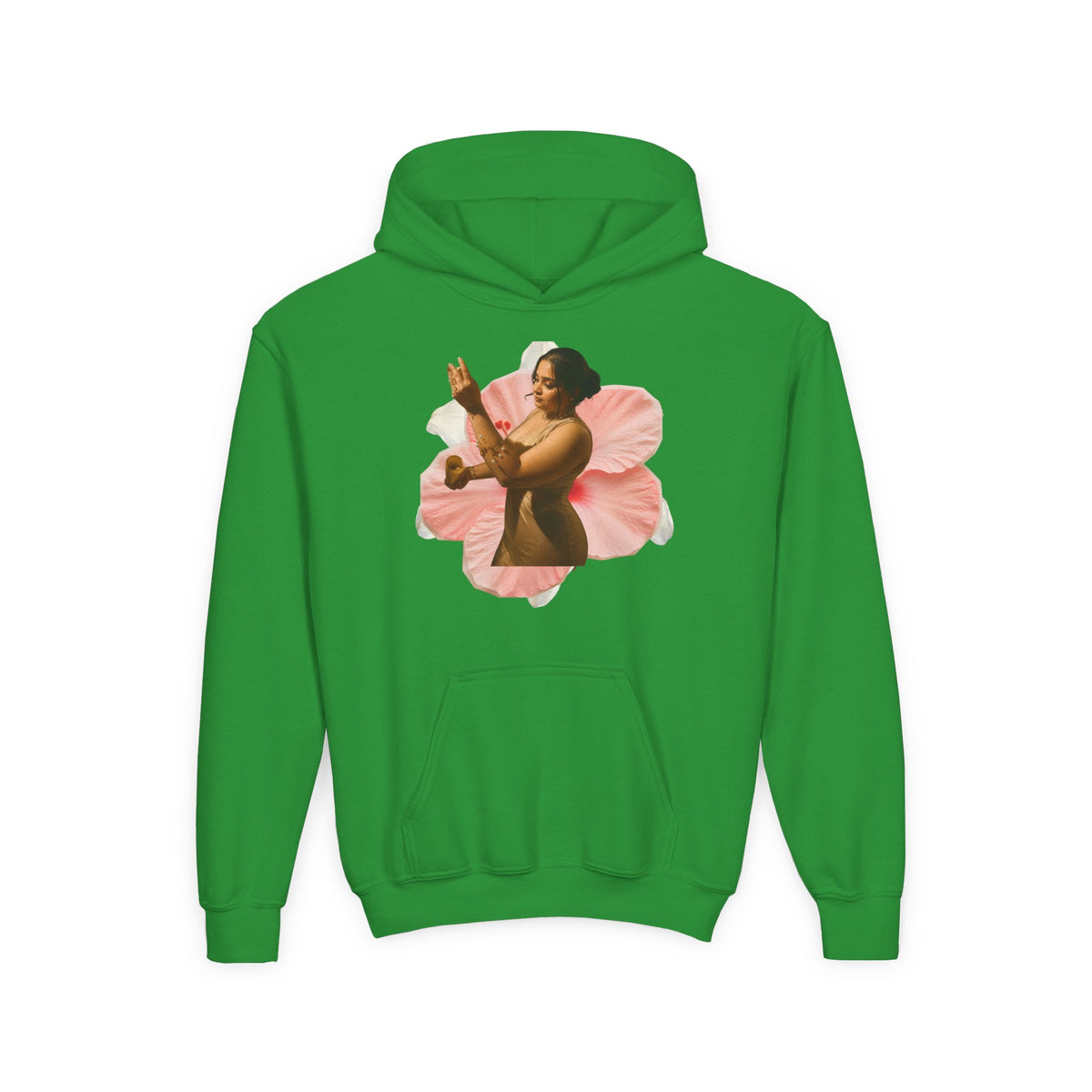 Drashti Hoodie — Vintage Dancer Floral Graphic with “We Will Be Home” Back Script