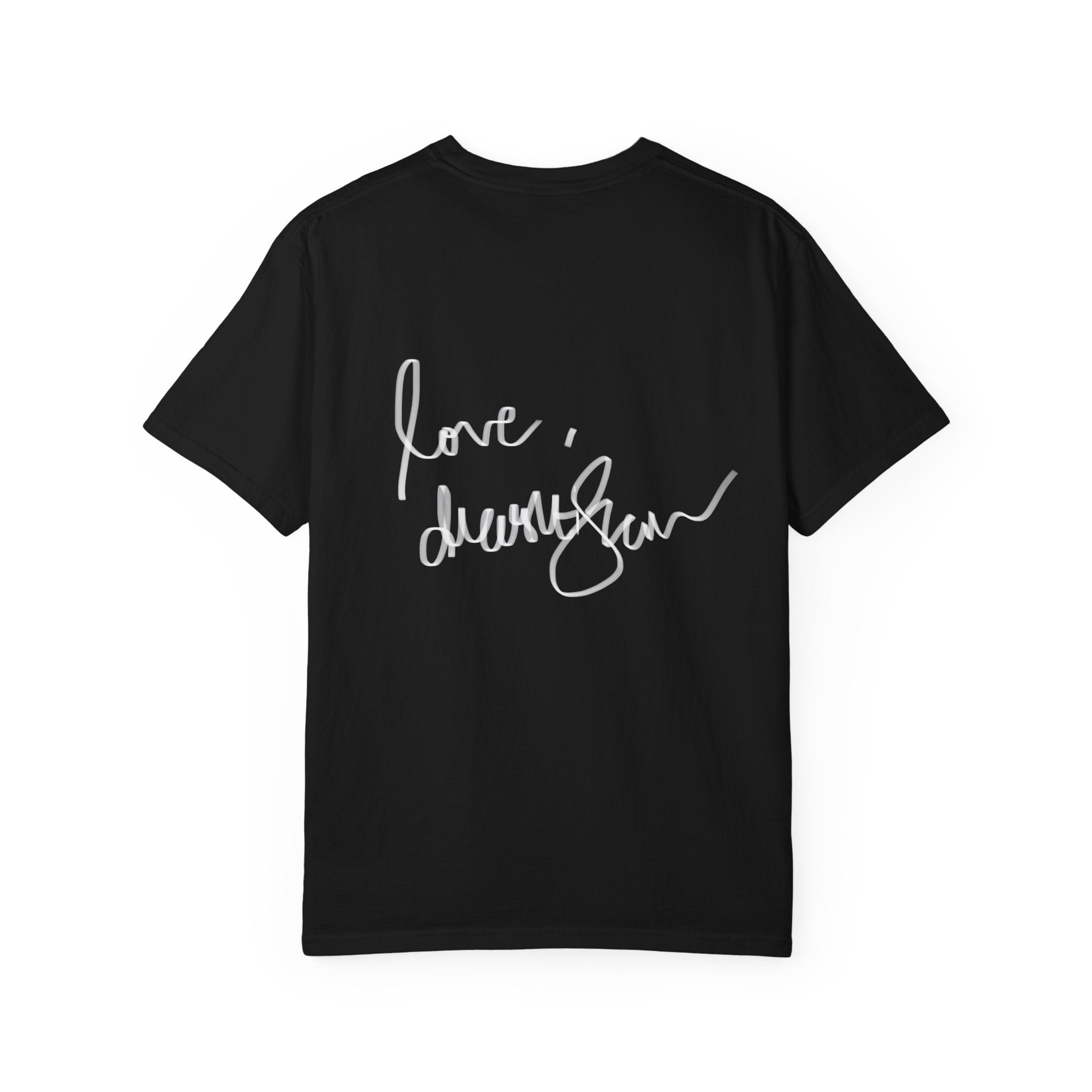 Venus Mirror T-Shirt — Nude Goddess Art Tee with 'Love, [Signature]' Back Print