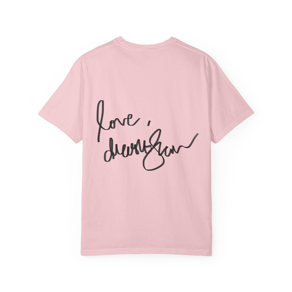 Venus Mirror T-Shirt — Nude Goddess Art Tee with 'Love, [Signature]' Back Print