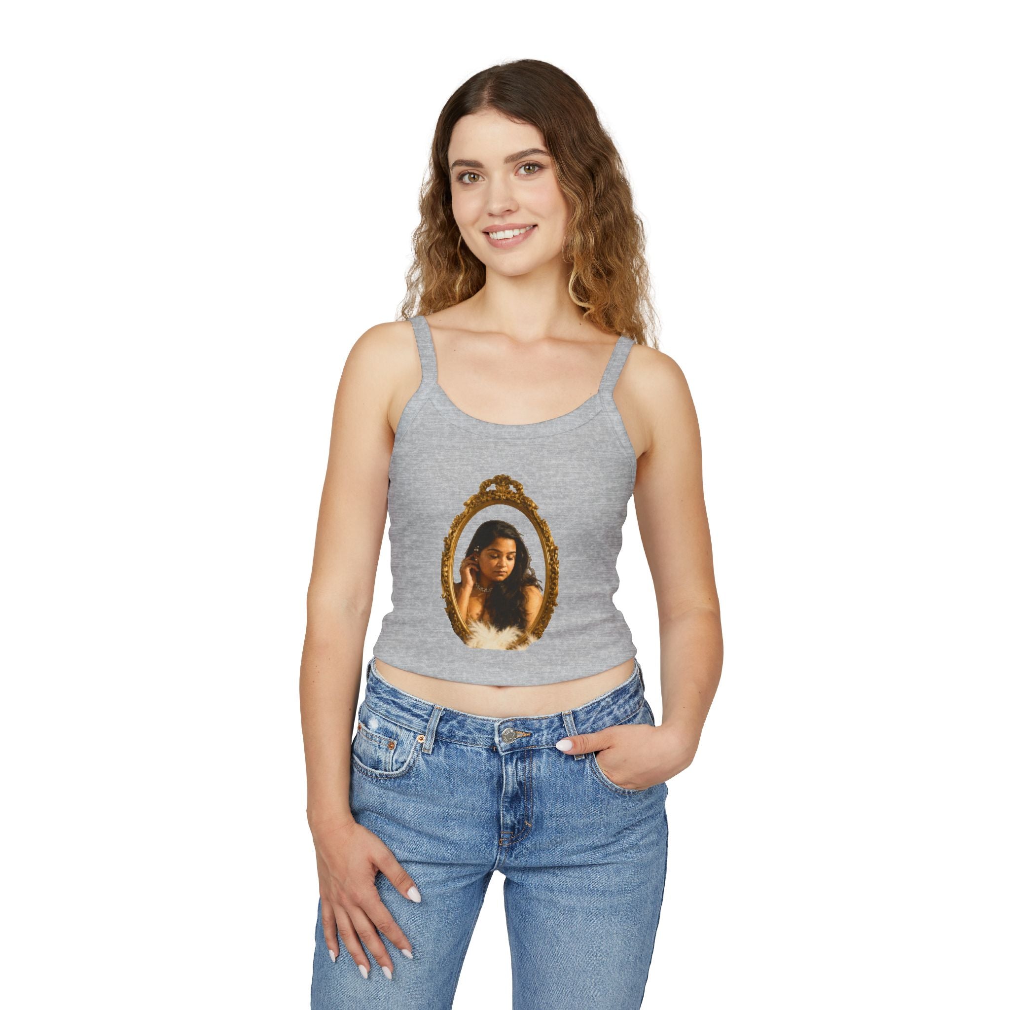 Mirror Portrait Crop Tank — "love, demi~gün" Signature Graphic