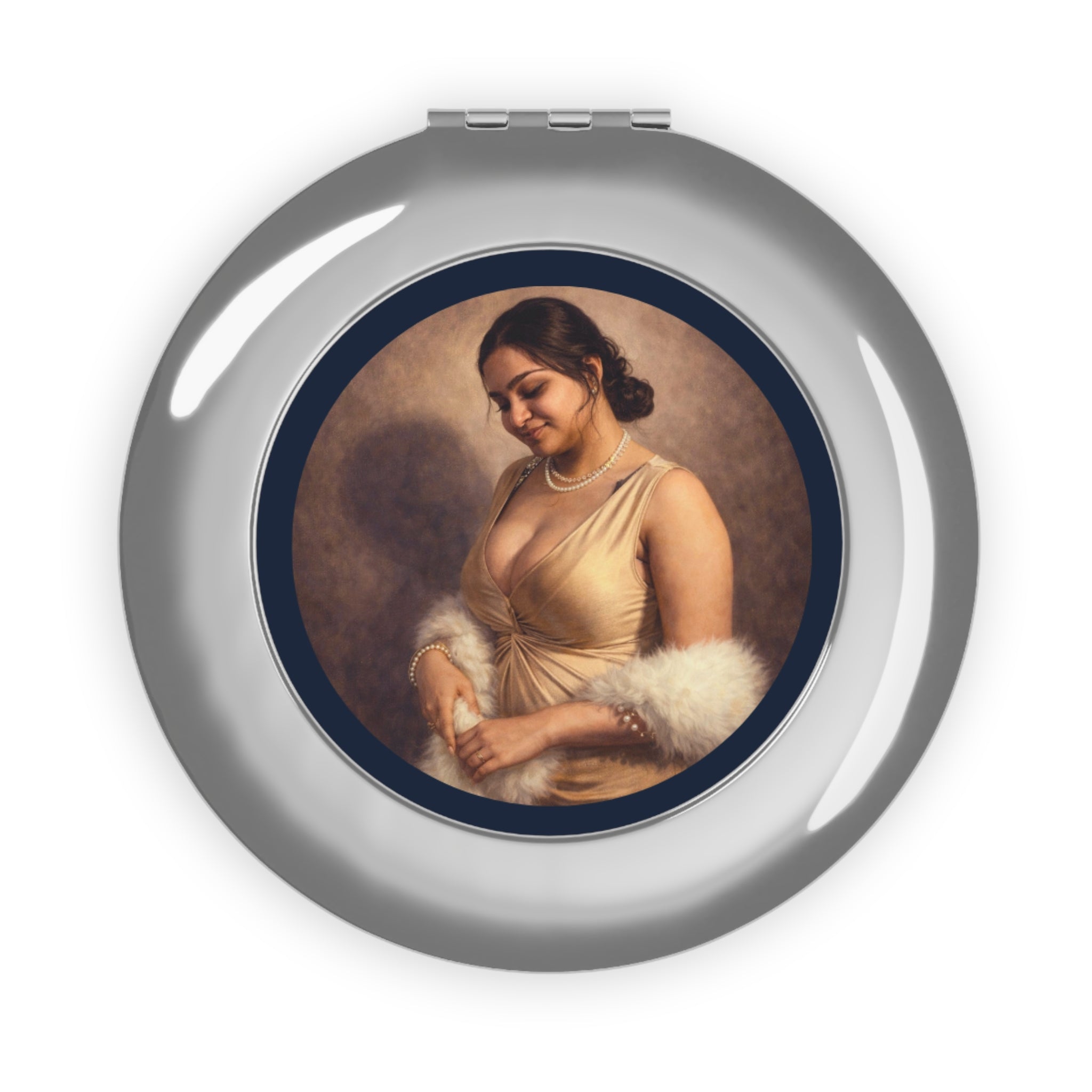 Vintage Portrait Compact Mirror — Travel Makeup Pocket Mirror