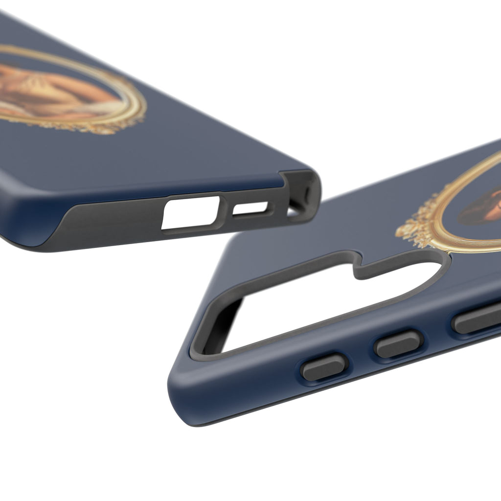 Vintage Portrait Phone Case — Elegant Gold Frame on Navy