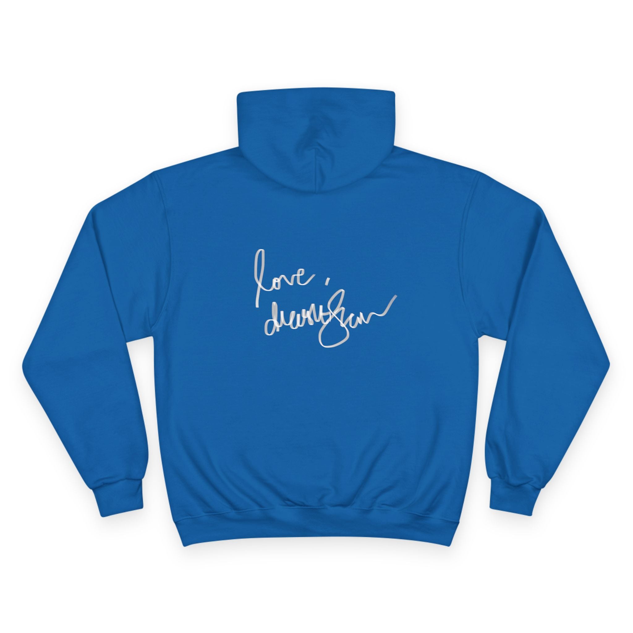 Champion Hoodie — Vintage Reclining Muse Graphic Hoodie with 'love, dunneGaur' Script