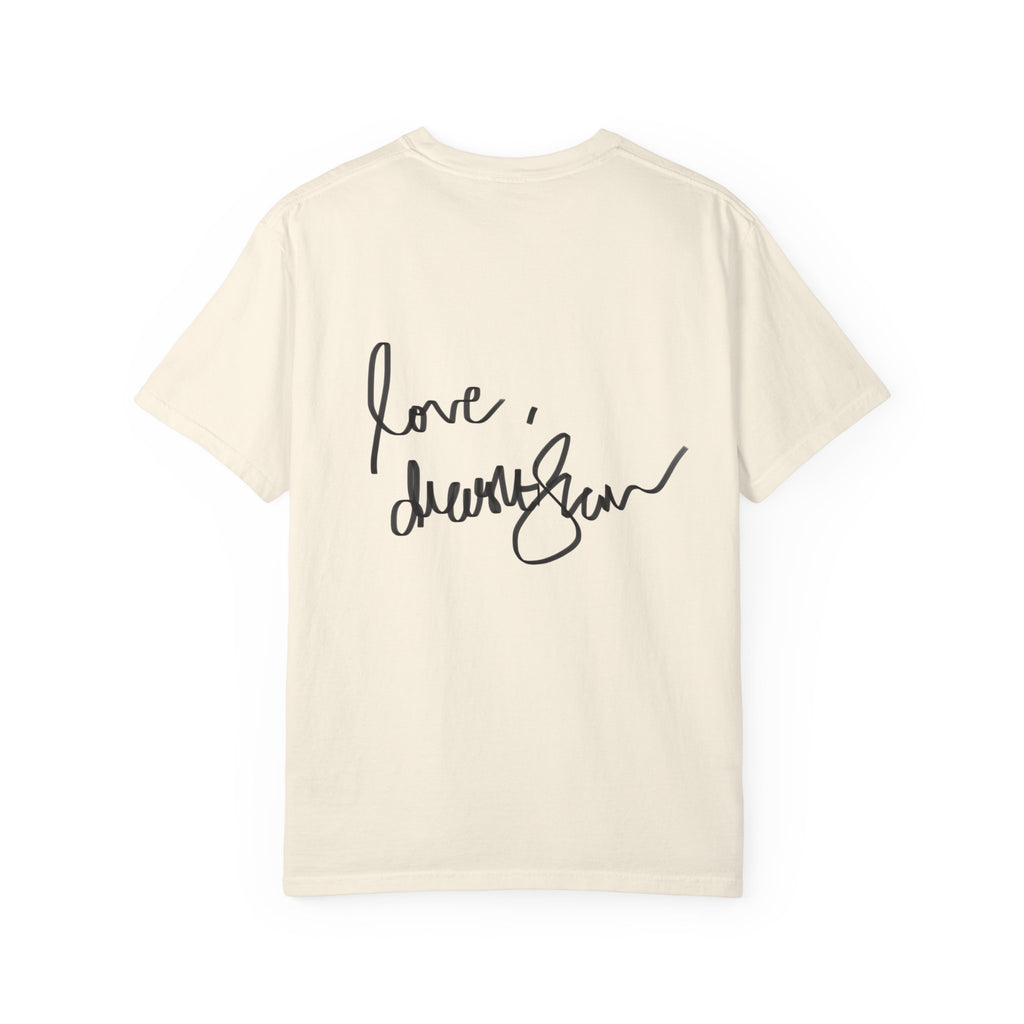 T-Shirt — Vintage Glam Portrait Tee with Signature "Love, Drashti"