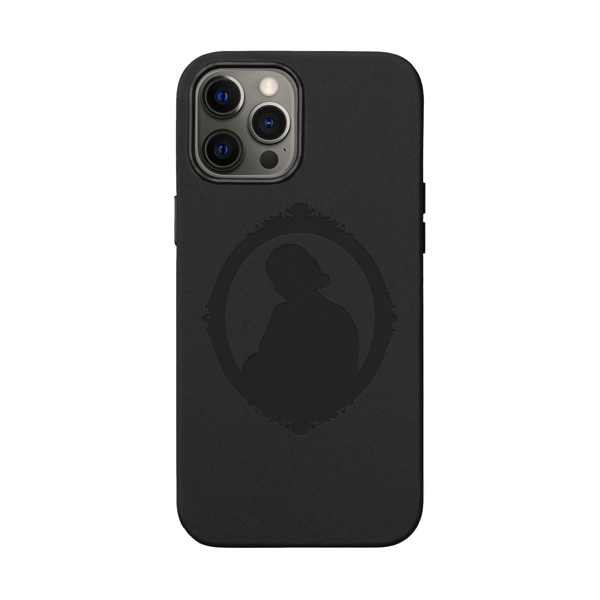 Engraved PU Leather Phone Case — Silhouette Outline Design