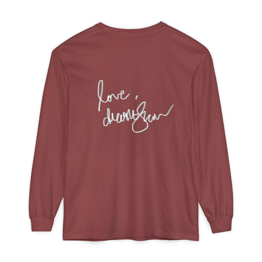 Shell Portrait Long Sleeve Tee — “We Will Be Home” Back Script