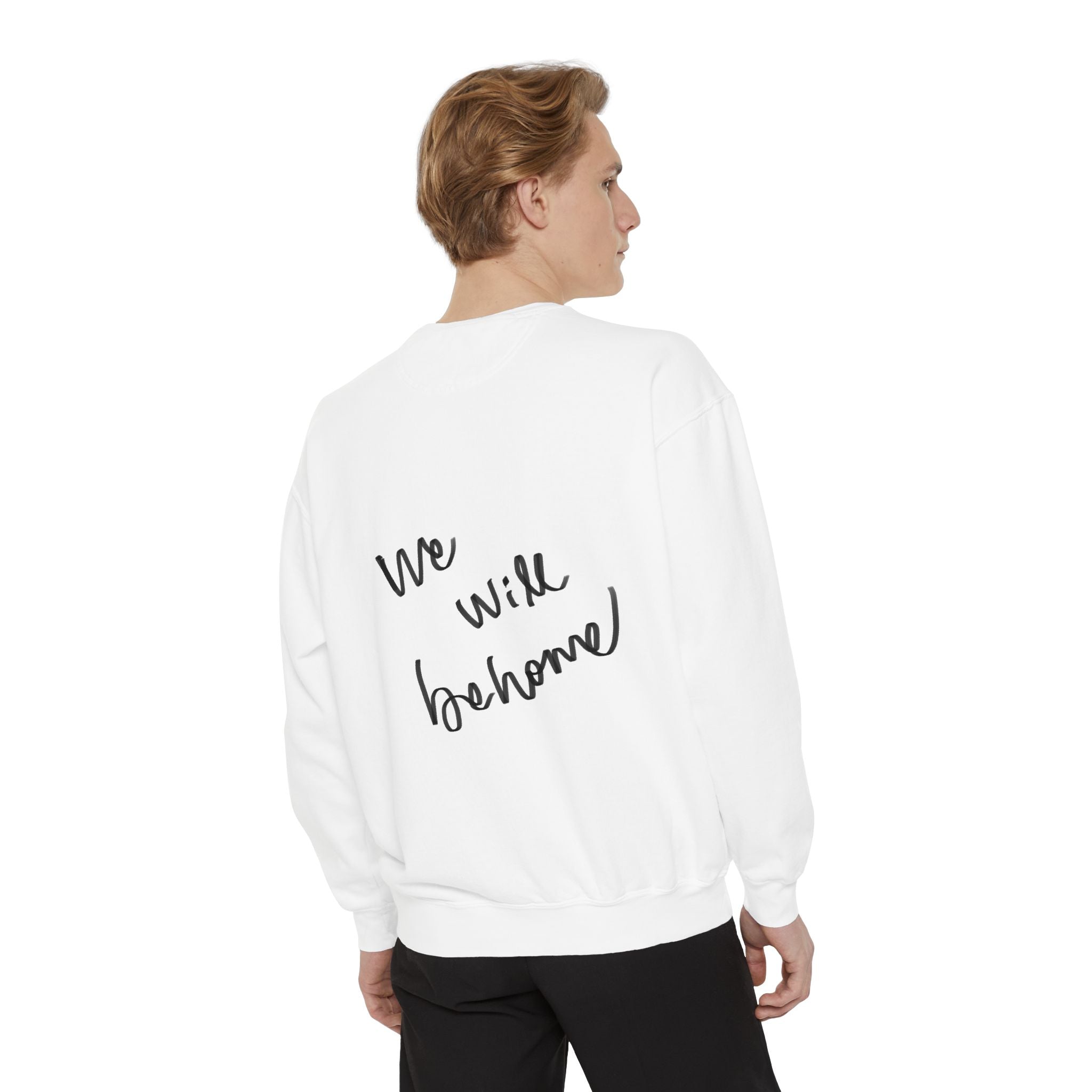 Reclining Muse Sweatshirt — 'We Will Be Home' Retro Art Graphic Crewneck